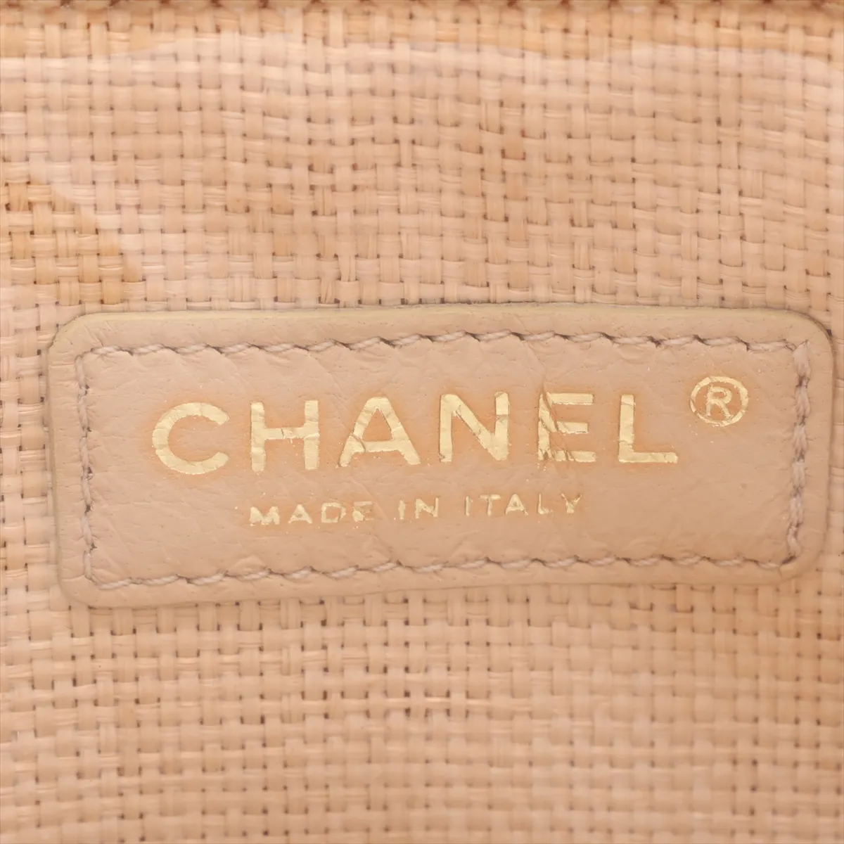Camellia Straw x Vinyl Chain Shoulder Bag, Coco Mark, Beige, Gold Hardware, 8896250, Series 8 — view 8