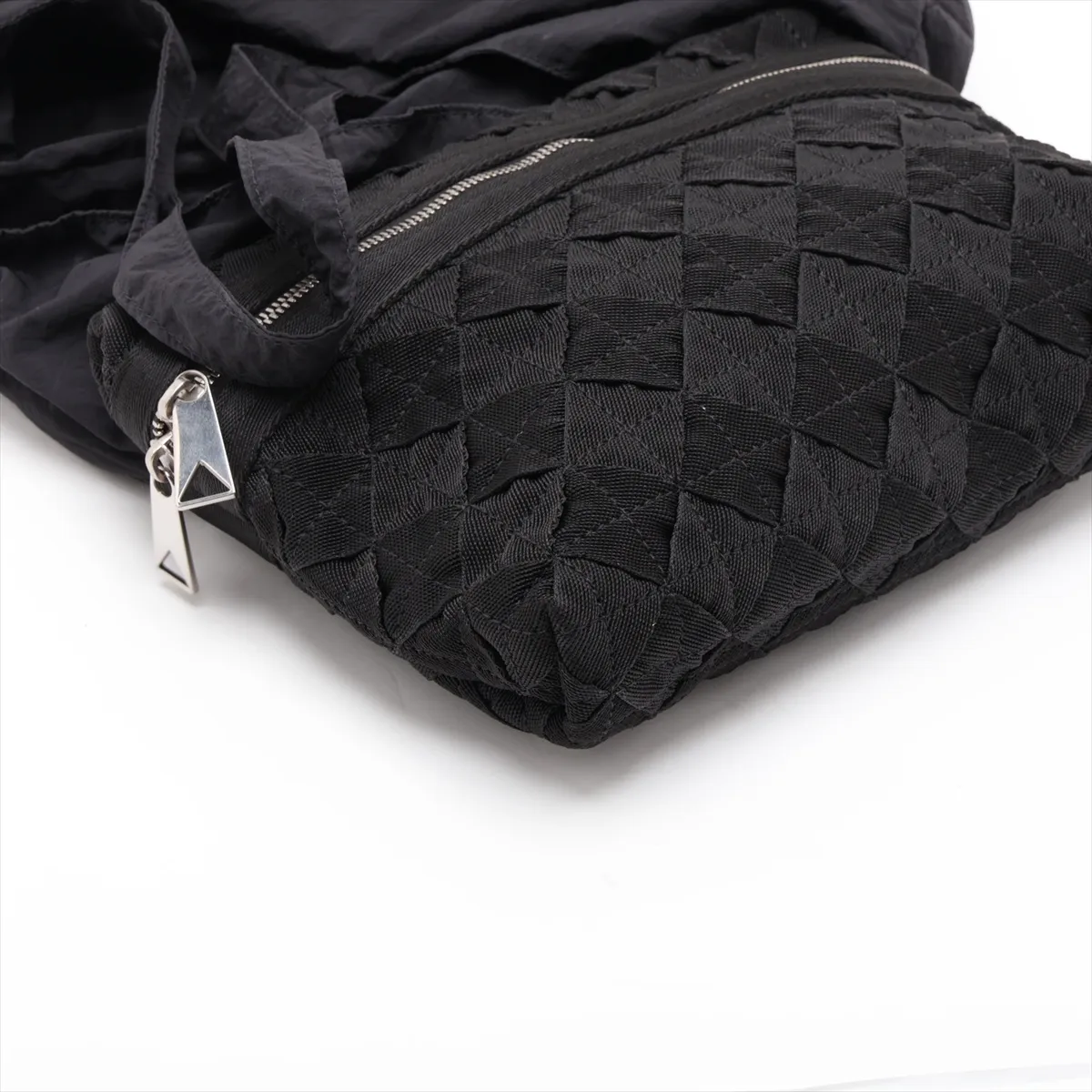 Intrecciato Nylon Tote Bag, Black — view 4