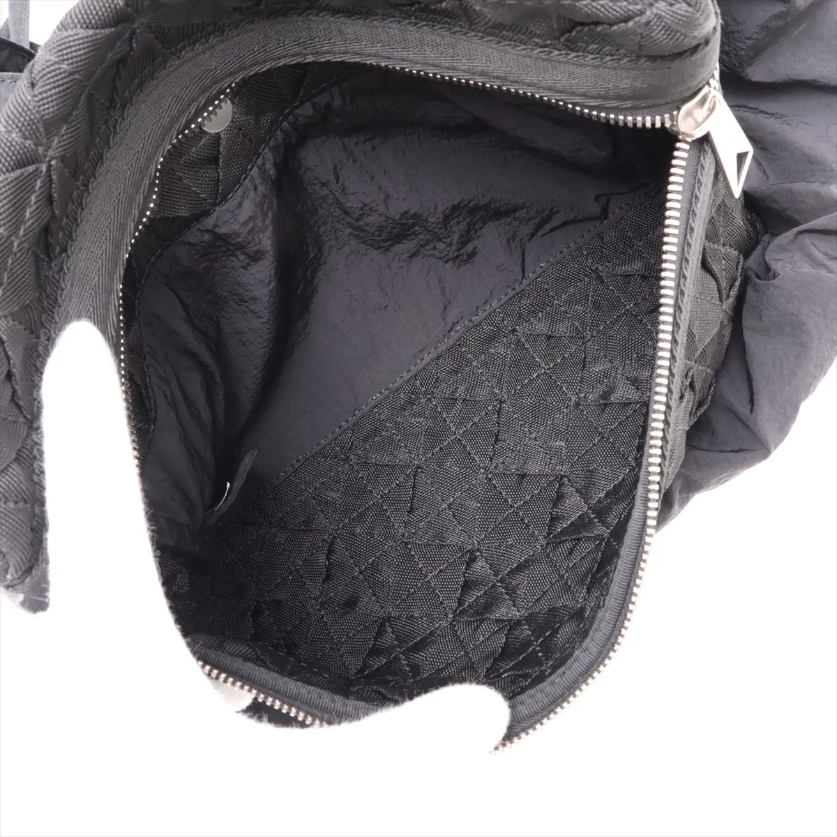 Intrecciato Nylon Tote Bag, Black — view 6