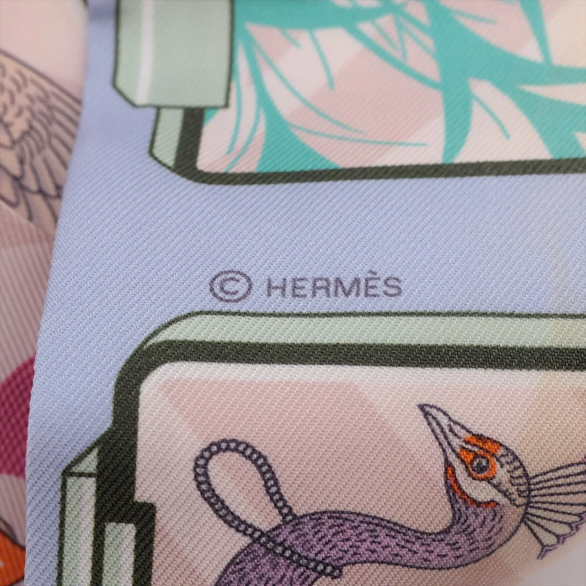 Twilly HERMES STORY Scarf Silk Blue Thread — view 3