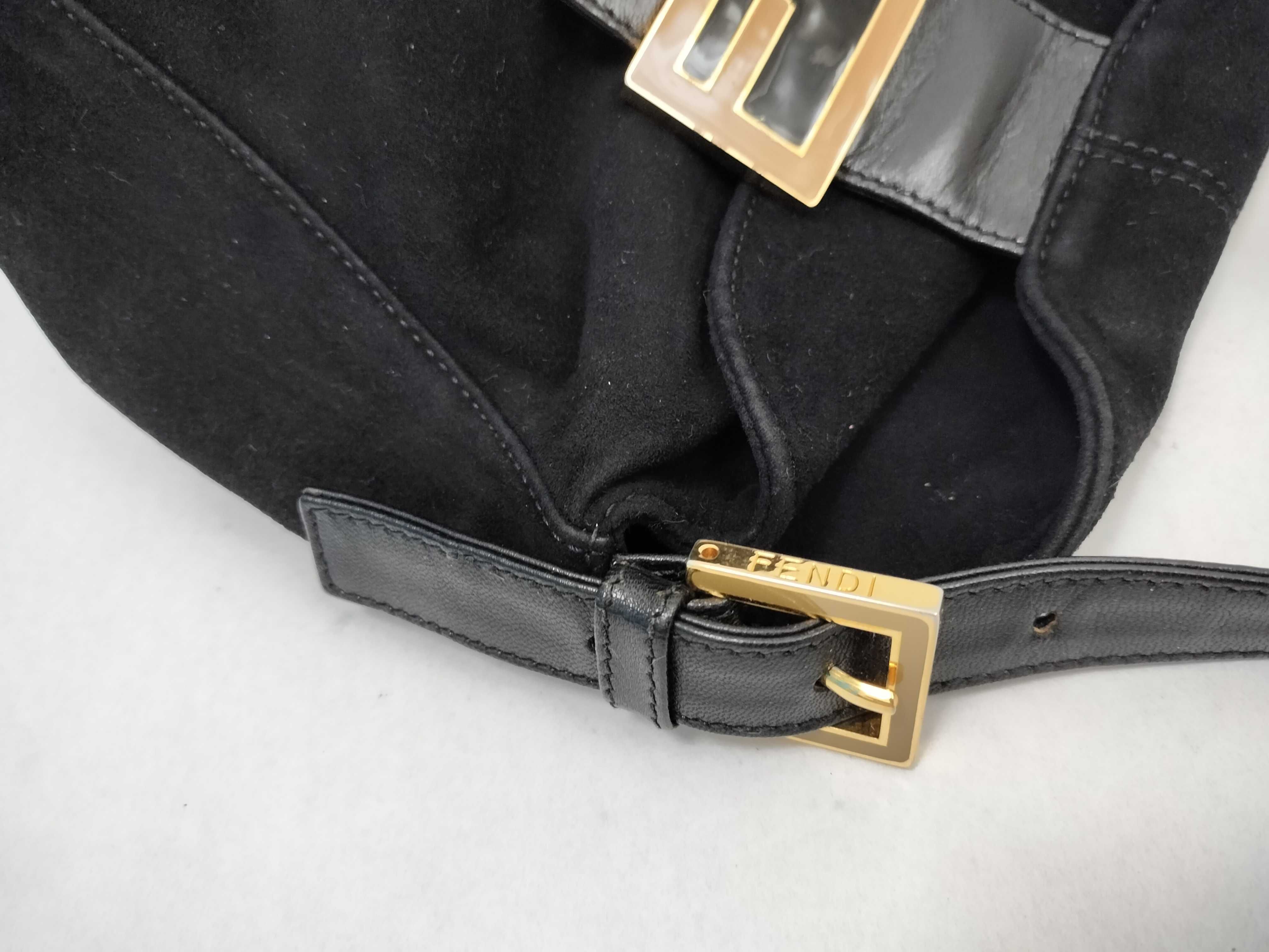 Mamma Bucket Suede Black Leather Handbag Shoulder Bag — view 5