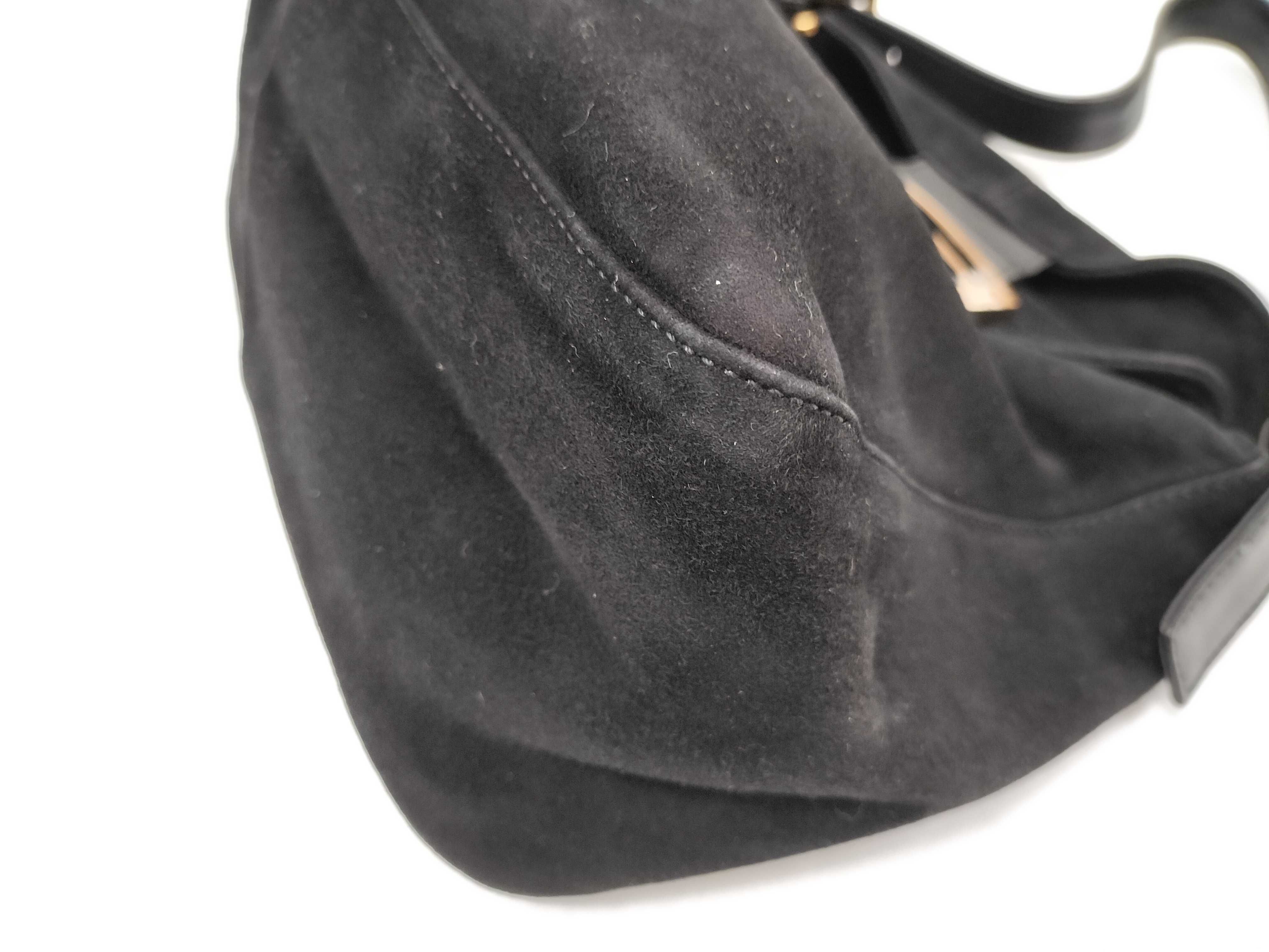 Mamma Bucket Suede Black Leather Handbag Shoulder Bag — view 6