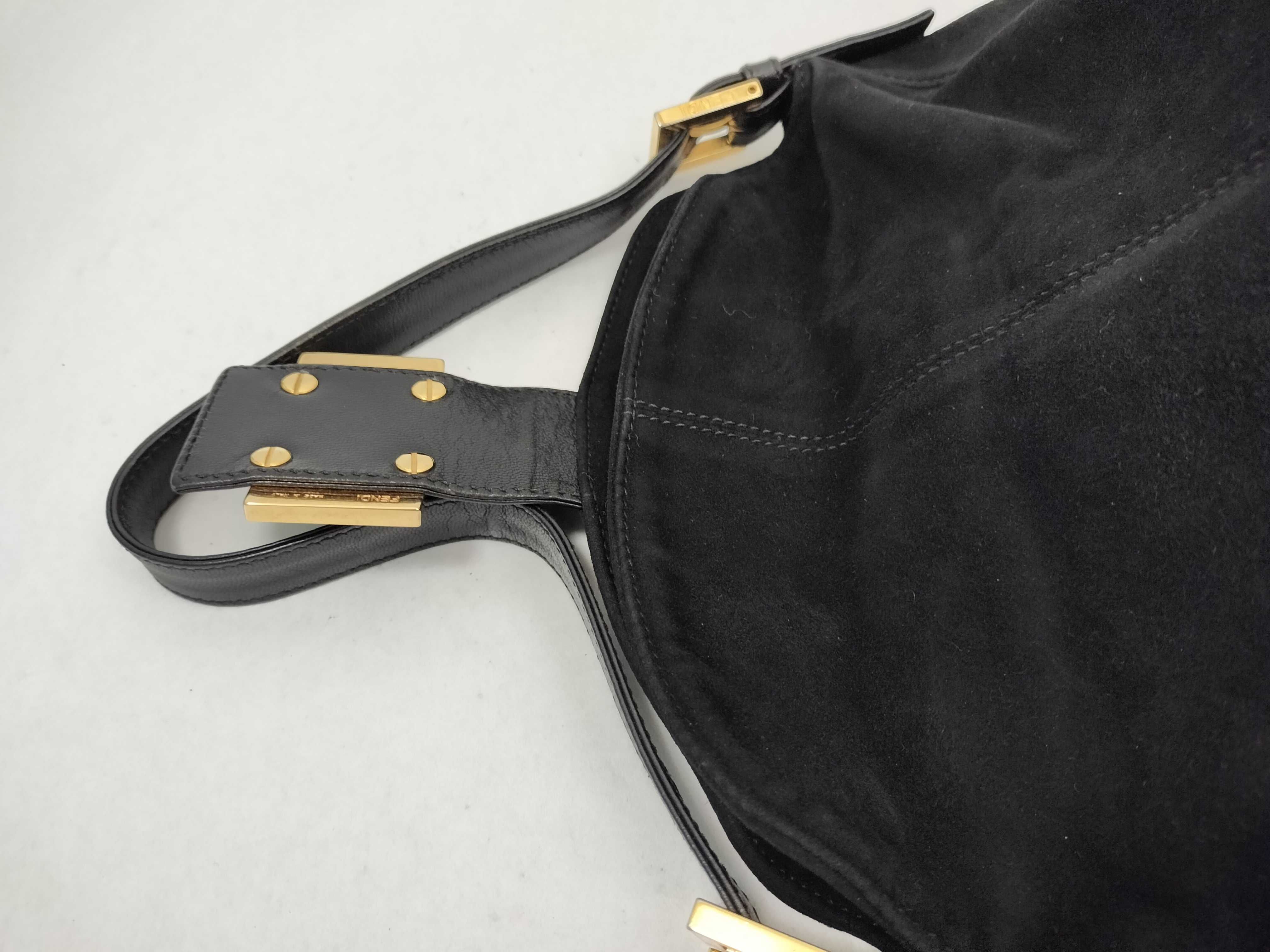 Mamma Bucket Suede Black Leather Handbag Shoulder Bag — view 8