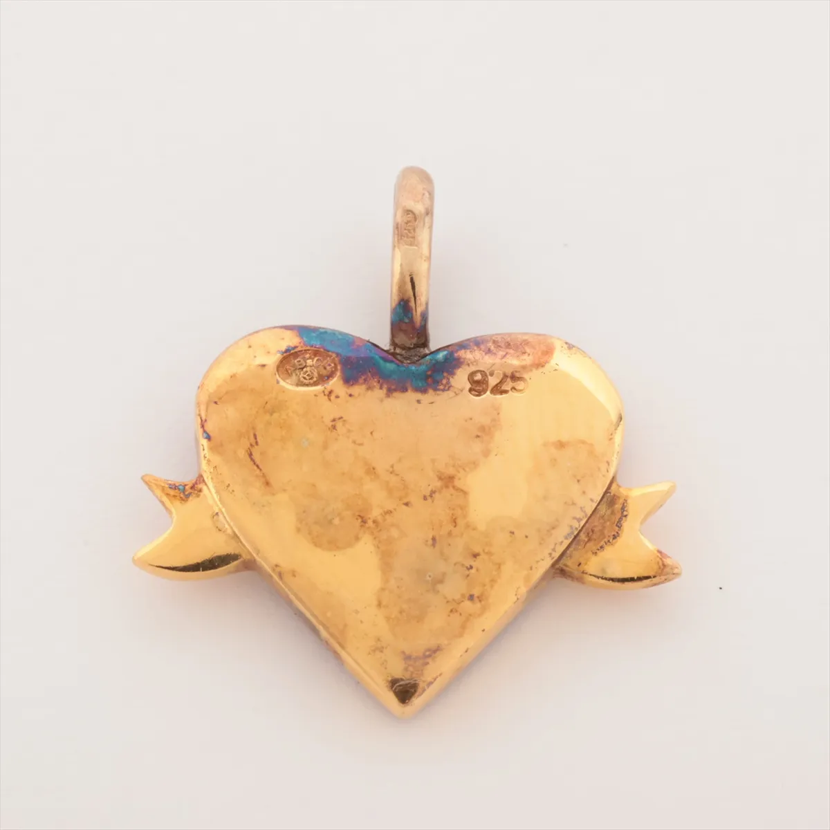 Heart Pendant Top, 925 Sterling Silver, Red x Gold. Shows signs of wear, — view 2