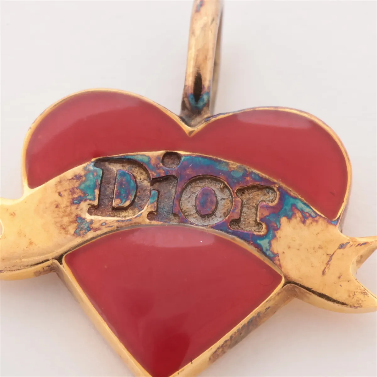 Heart Pendant Top, 925 Sterling Silver, Red x Gold. Shows signs of wear, — view 3