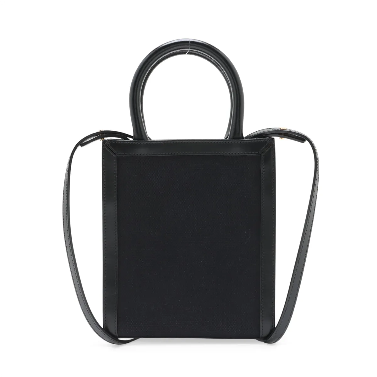 Mini Vertical Cabas Canvas x Leather 2-Way Handbag, Black — view 2