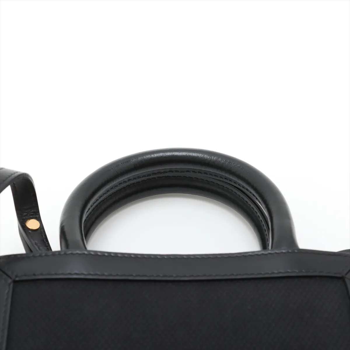 Mini Vertical Cabas Canvas x Leather 2-Way Handbag, Black — view 6