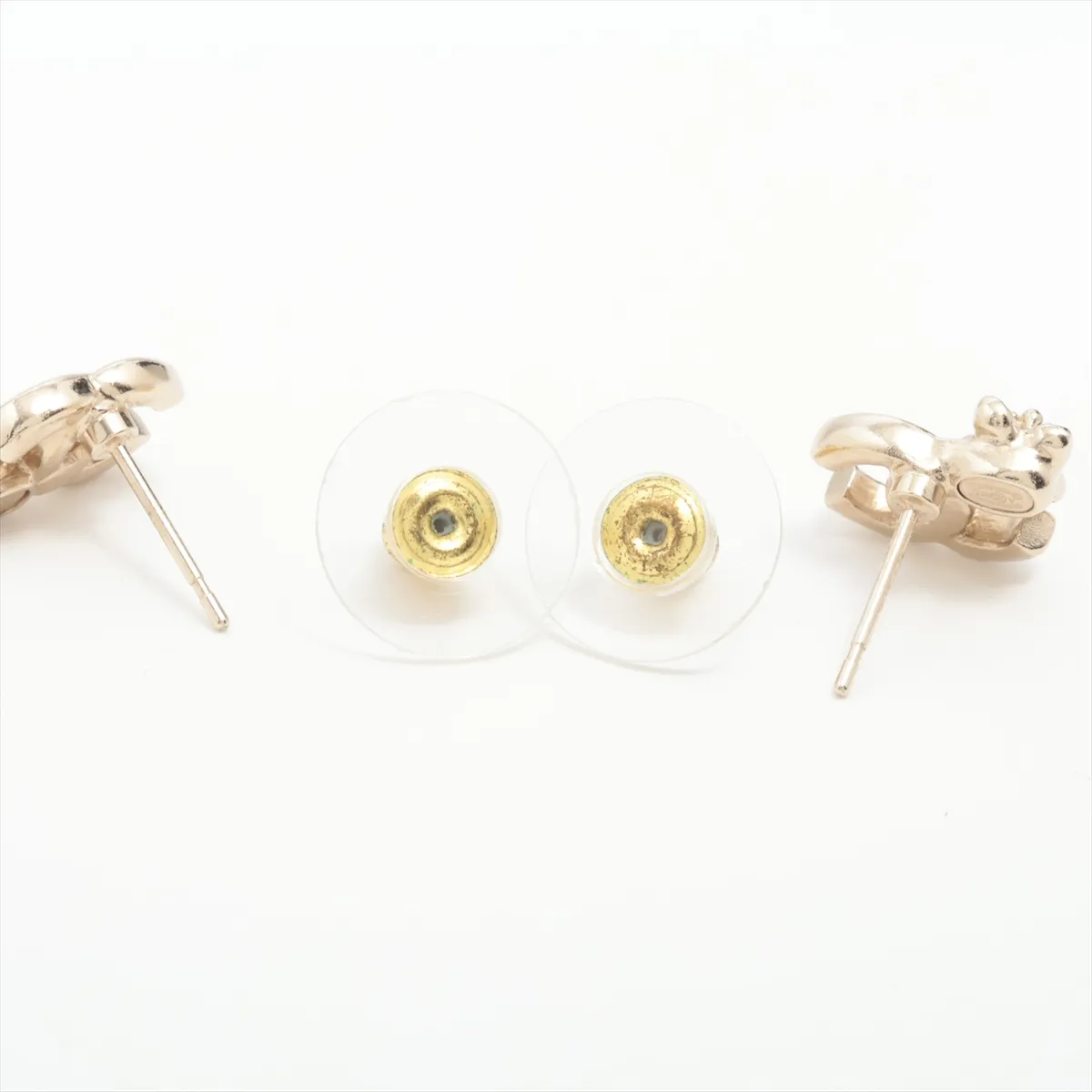 Coco Mark Clover C24V Earrings (Pair) GP x Rhinestone Gold - — view 4