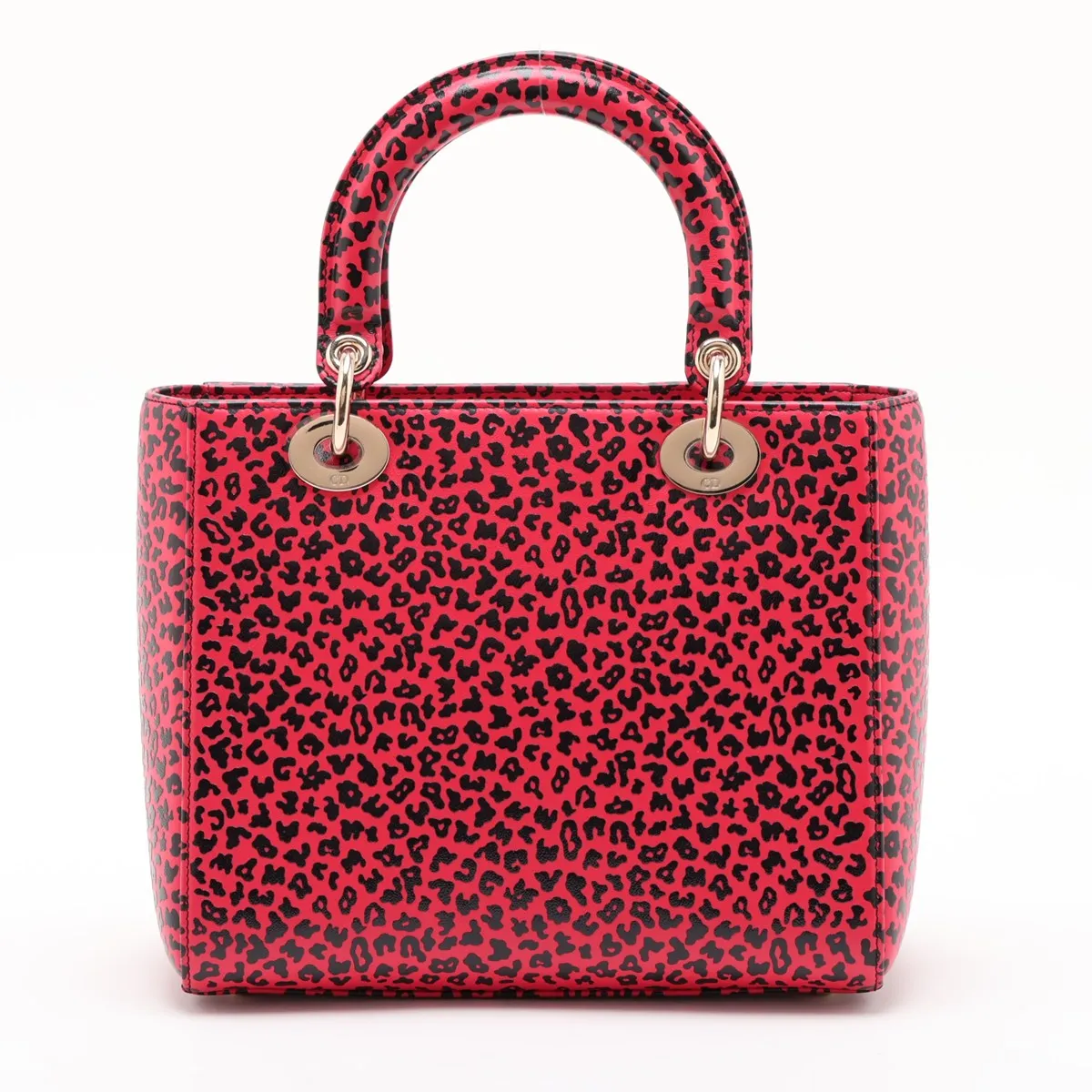 Lady Dior Leather 2-Way Handbag, Red x Black — view 2