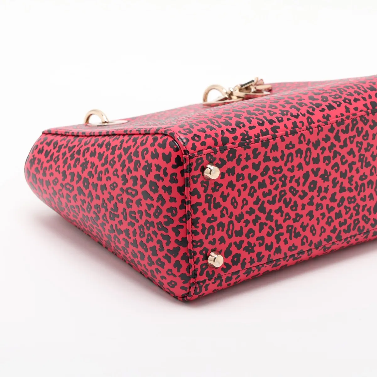 Lady Dior Leather 2-Way Handbag, Red x Black — view 4