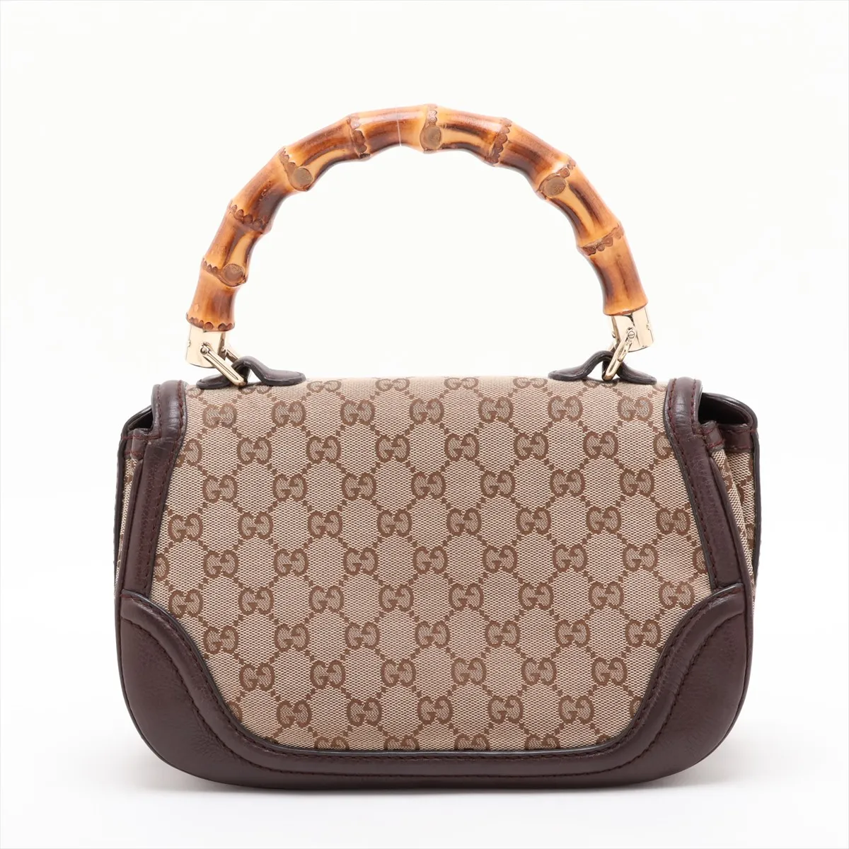 GG Canvas Bamboo 254884 Canvas x Leather 2-Way Handbag Beige x Brown — view 2