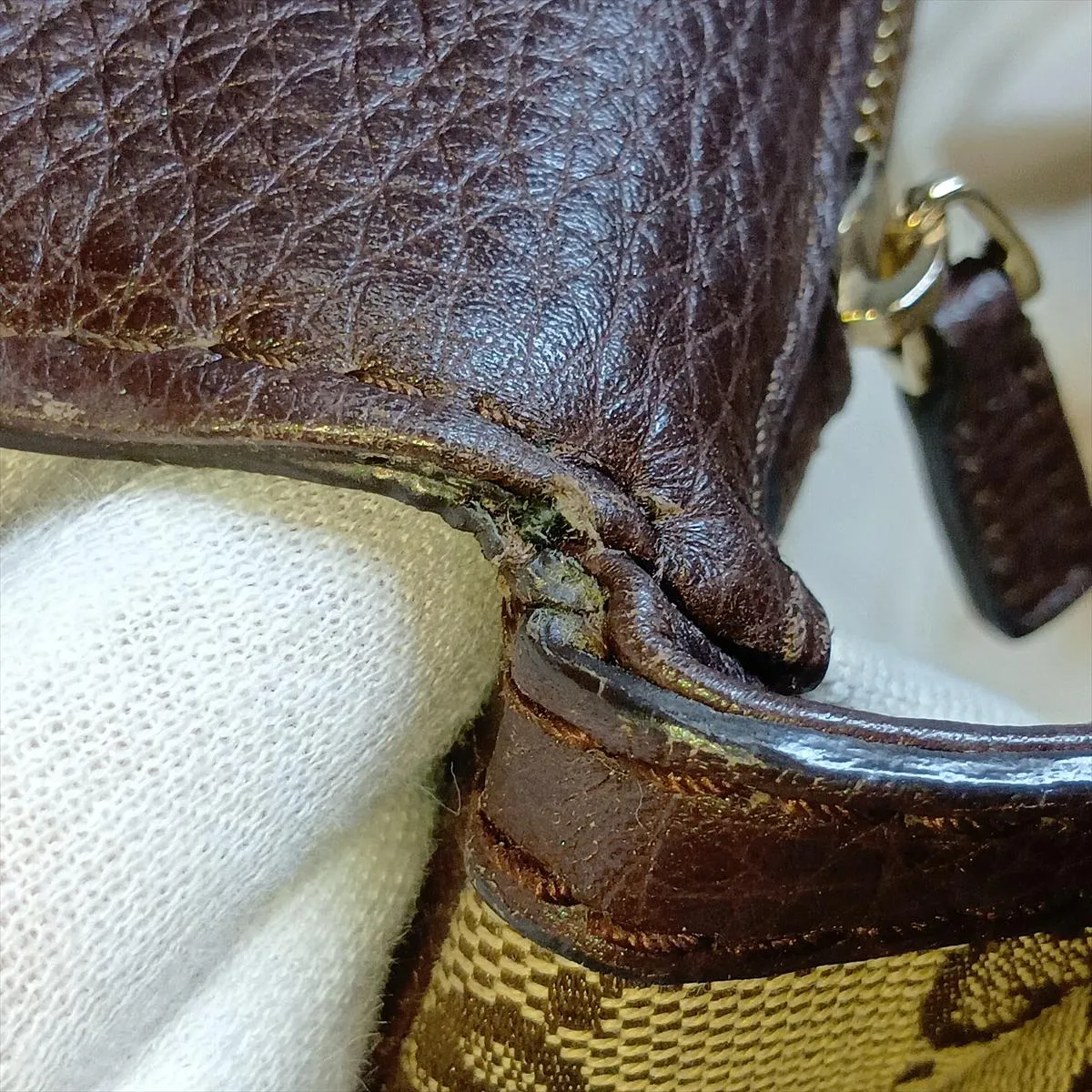 GG Canvas Bamboo 254884 Canvas x Leather 2-Way Handbag Beige x Brown — view 13