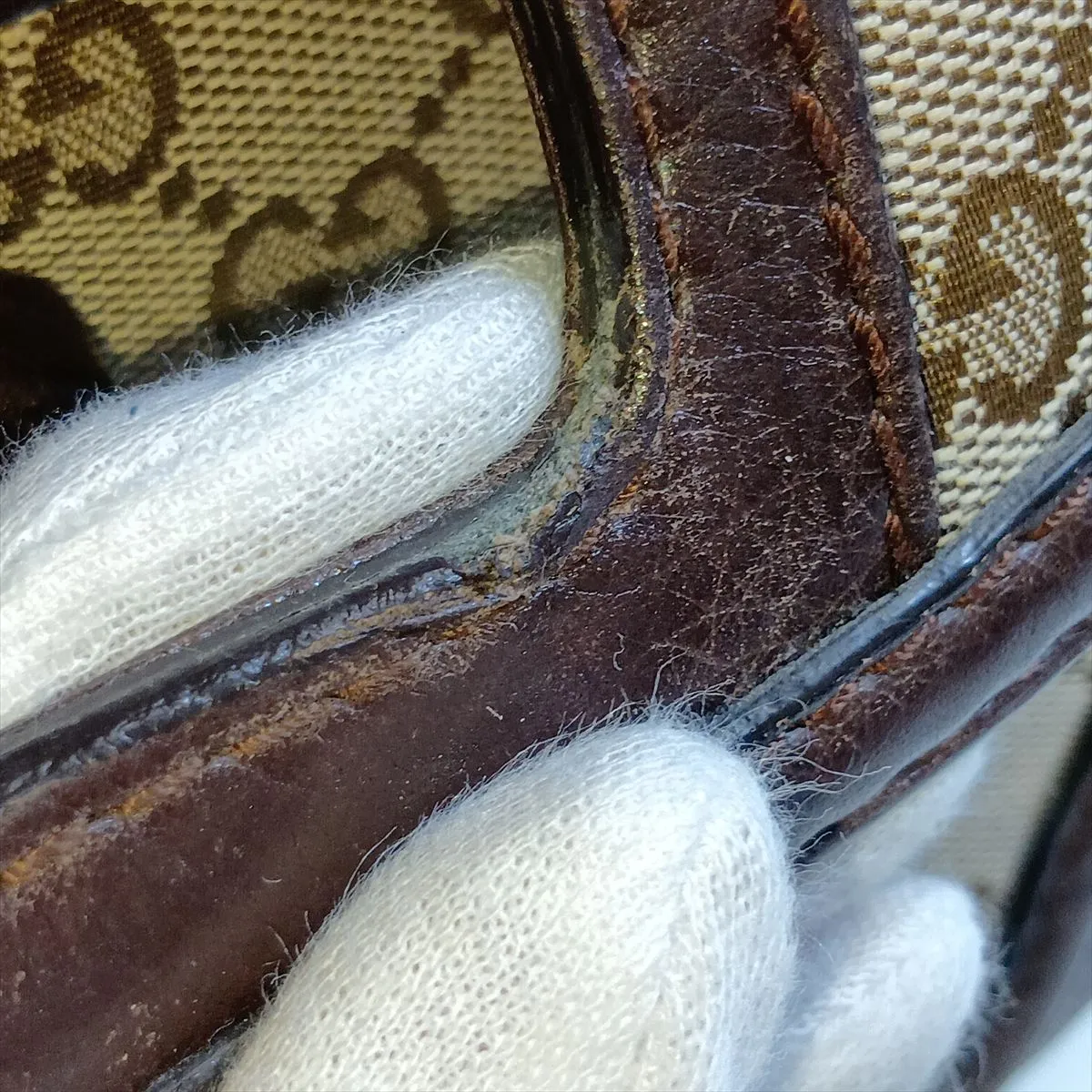 GG Canvas Bamboo 254884 Canvas x Leather 2-Way Handbag Beige x Brown — view 14