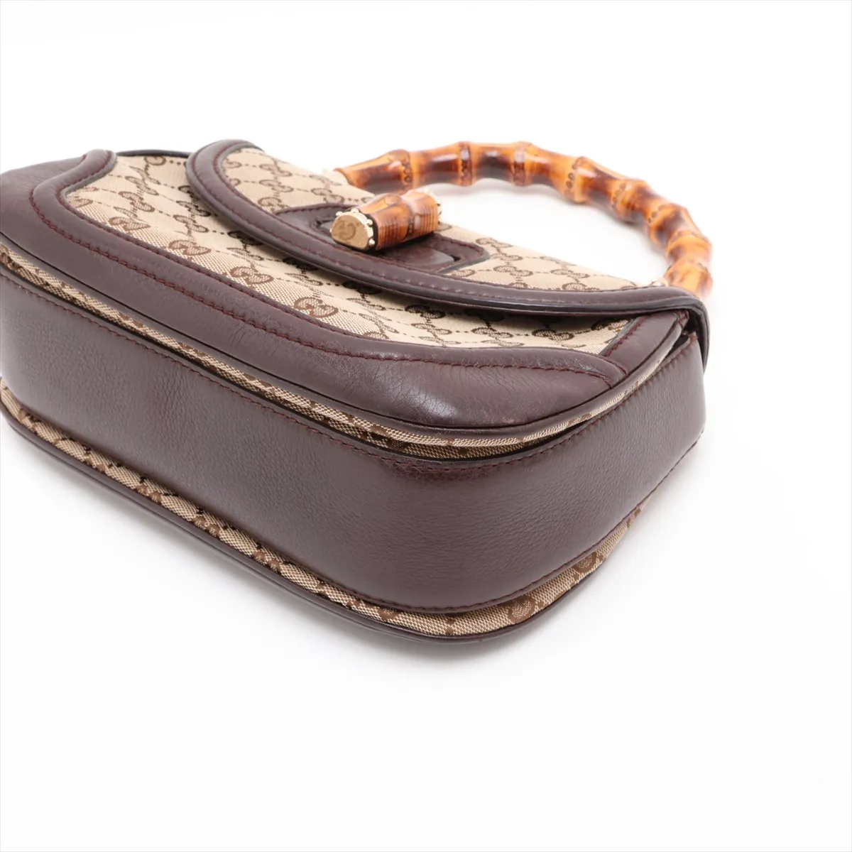 GG Canvas Bamboo 254884 Canvas x Leather 2-Way Handbag Beige x Brown — view 3