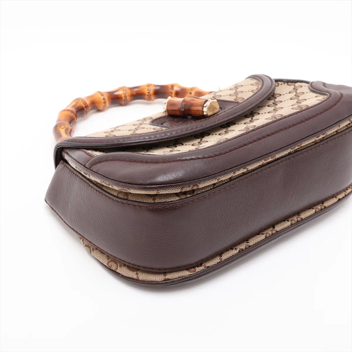 GG Canvas Bamboo 254884 Canvas x Leather 2-Way Handbag Beige x Brown — view 4