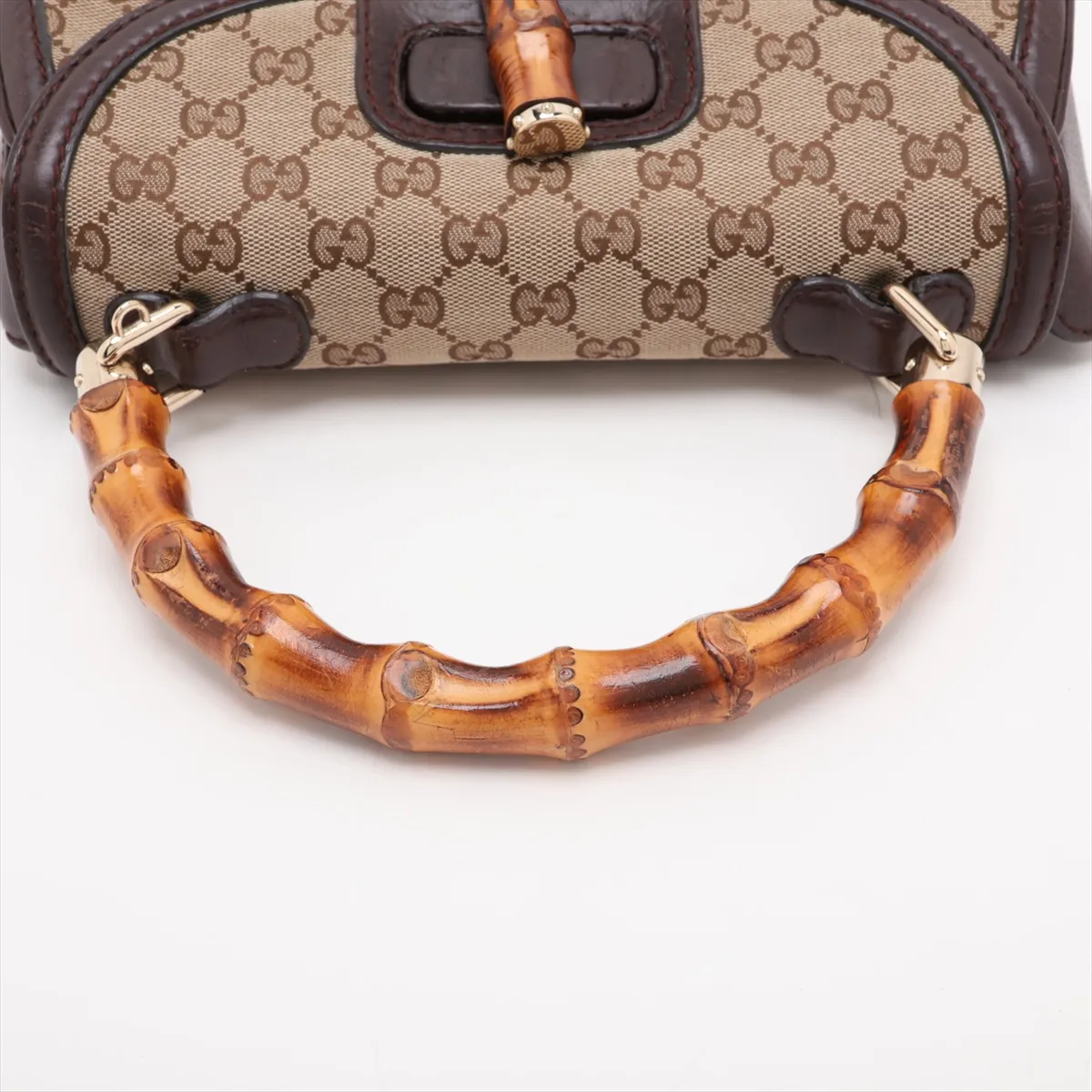 GG Canvas Bamboo 254884 Canvas x Leather 2-Way Handbag Beige x Brown — view 5