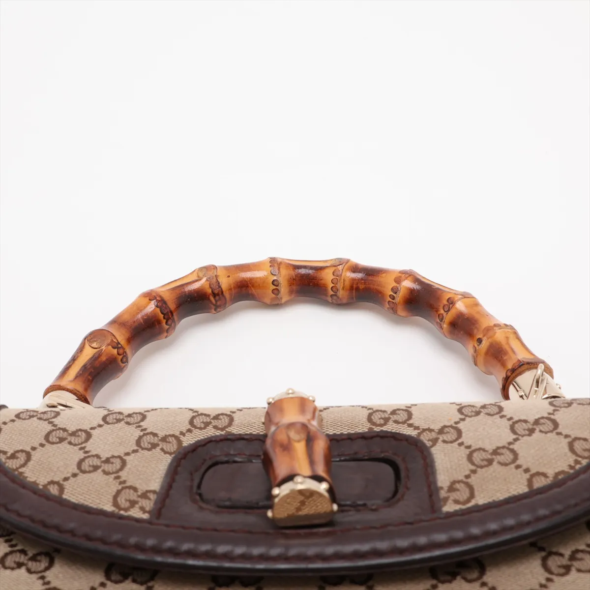 GG Canvas Bamboo 254884 Canvas x Leather 2-Way Handbag Beige x Brown — view 6