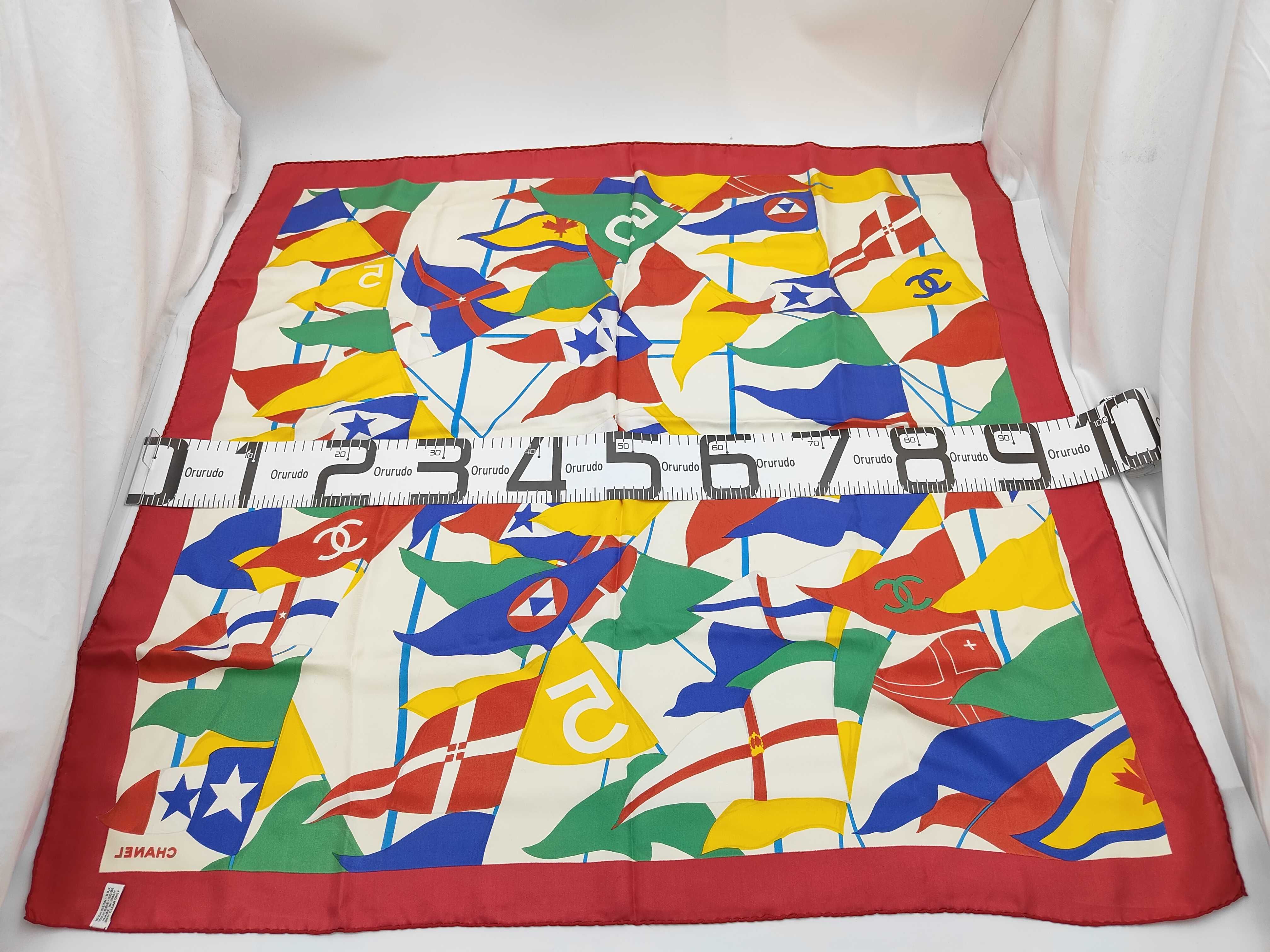Coco Mark Flag Pattern Large Silk Scarf with Tags Other Accessories — view 2