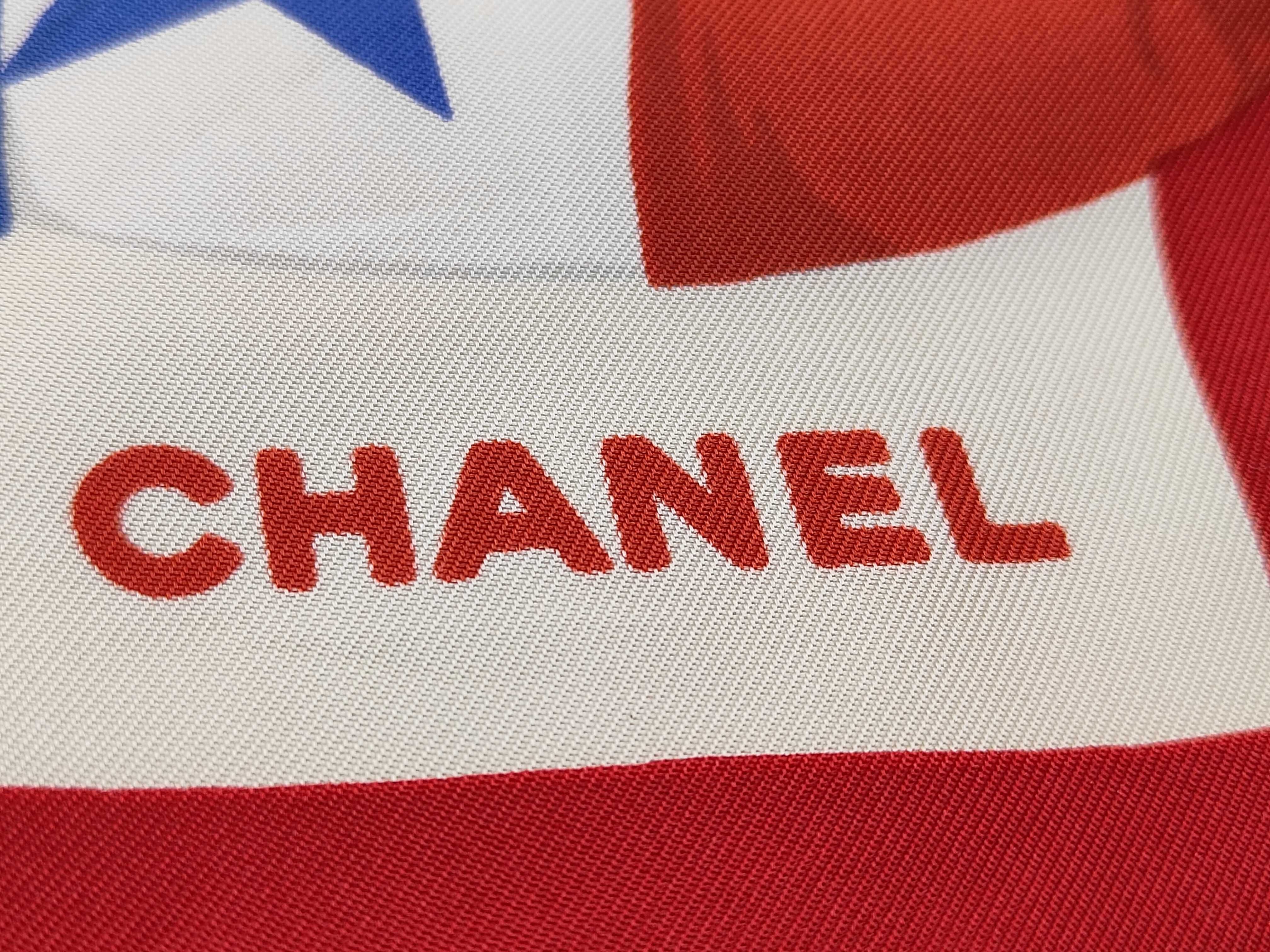 Coco Mark Flag Pattern Large Silk Scarf with Tags Other Accessories — view 4