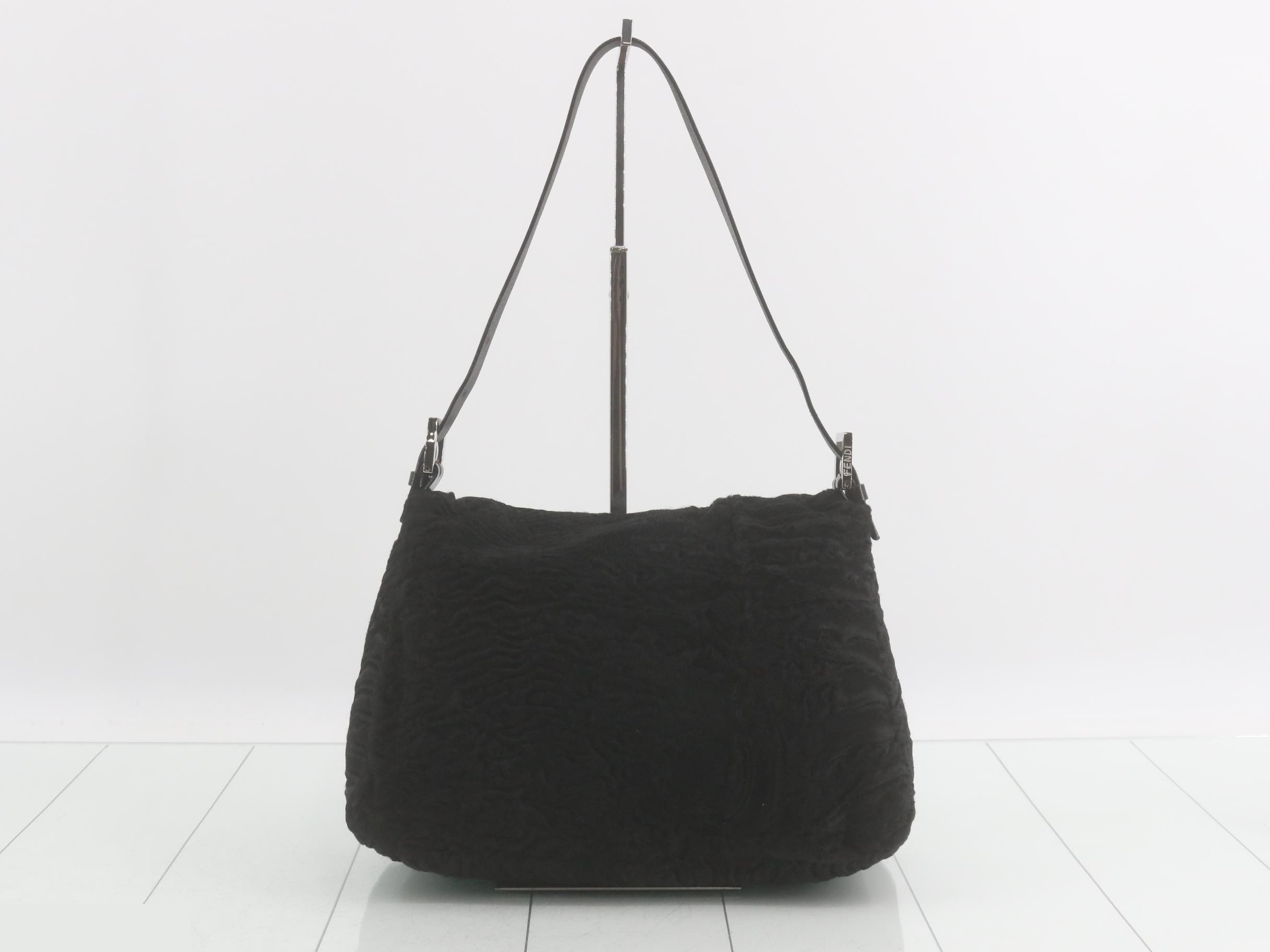 Mamma Bucket Persian Lamb (Astrakhan) Black Silver Hardware Includes Dust Bag — view 2