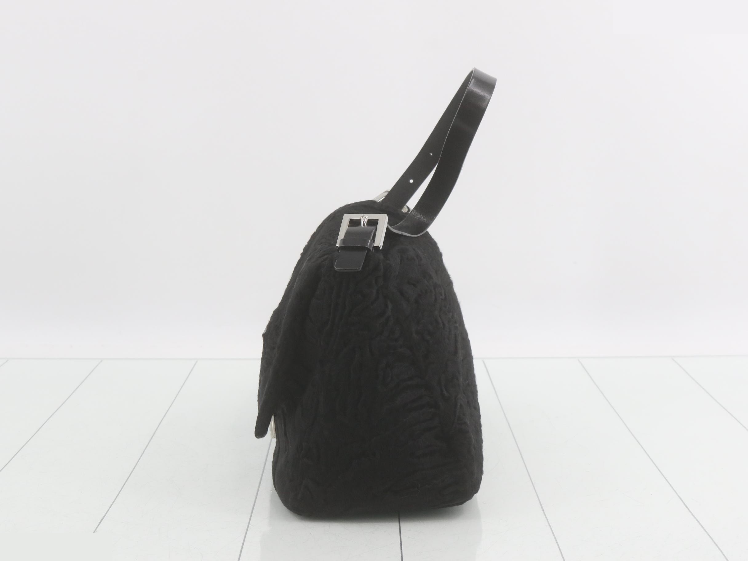 Mamma Bucket Persian Lamb (Astrakhan) Black Silver Hardware Includes Dust Bag — view 3