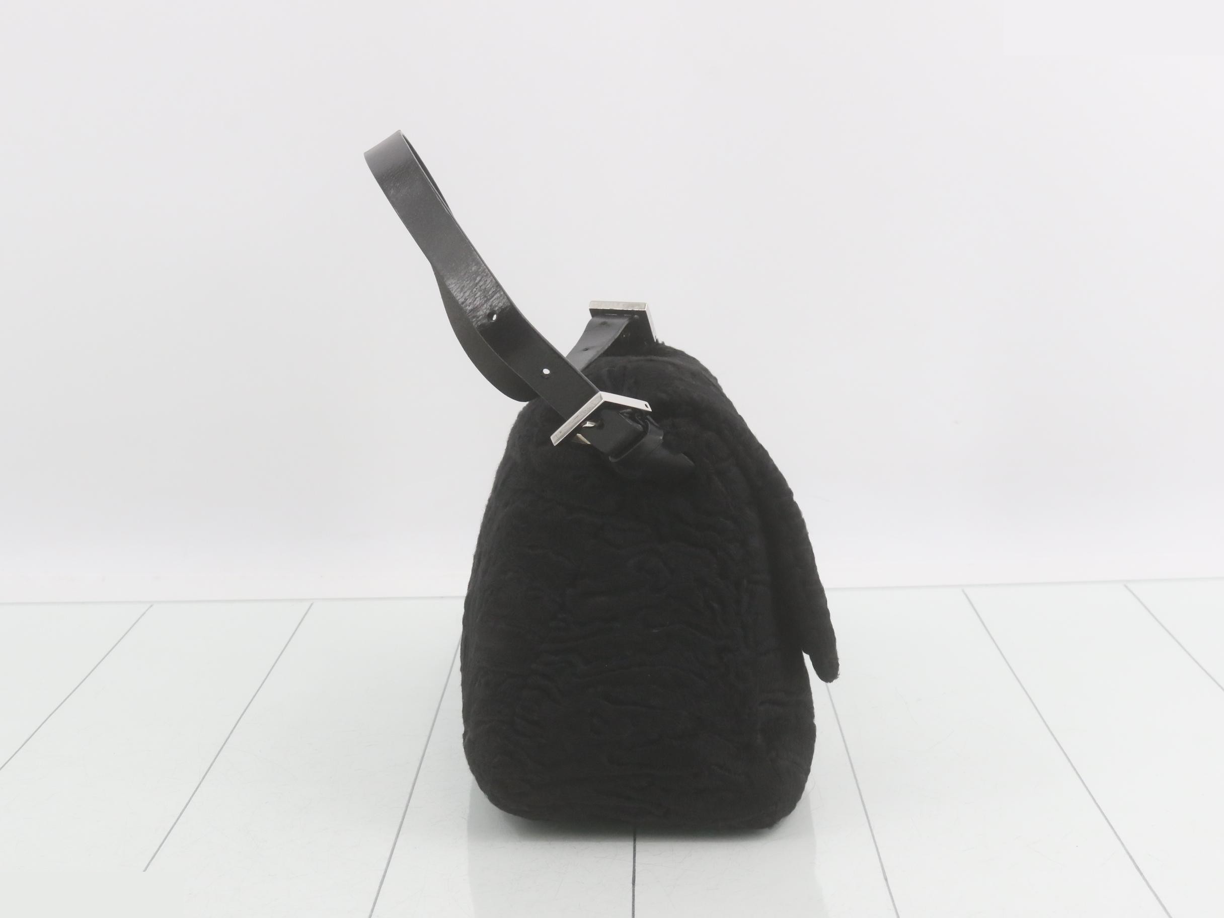 Mamma Bucket Persian Lamb (Astrakhan) Black Silver Hardware Includes Dust Bag — view 4