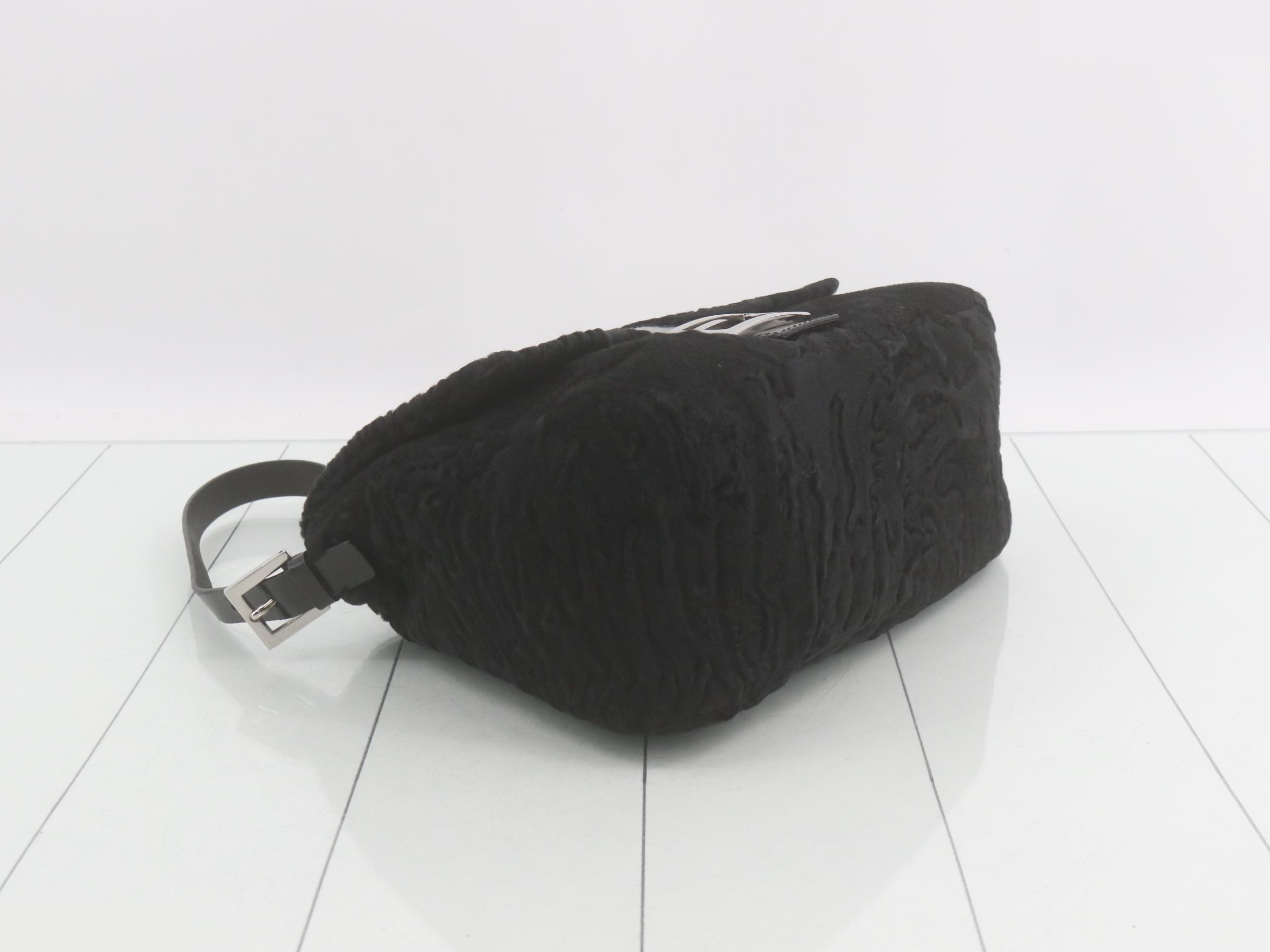 Mamma Bucket Persian Lamb (Astrakhan) Black Silver Hardware Includes Dust Bag — view 5