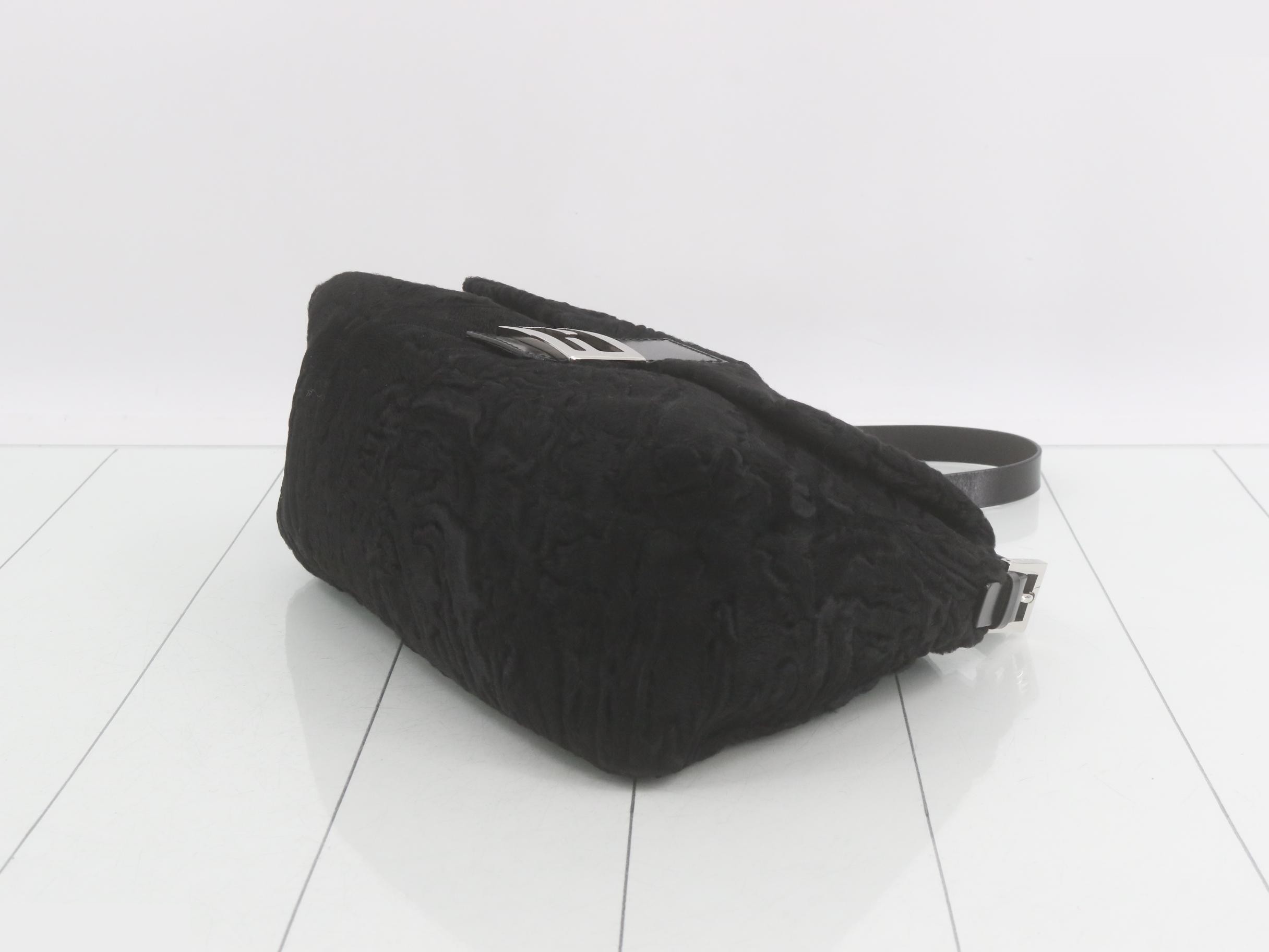 Mamma Bucket Persian Lamb (Astrakhan) Black Silver Hardware Includes Dust Bag — view 6
