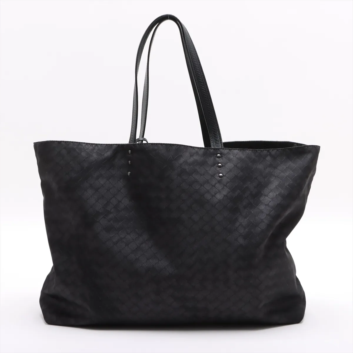 Intrecciolusion Nylon x Leather Tote Bag Black — view 2