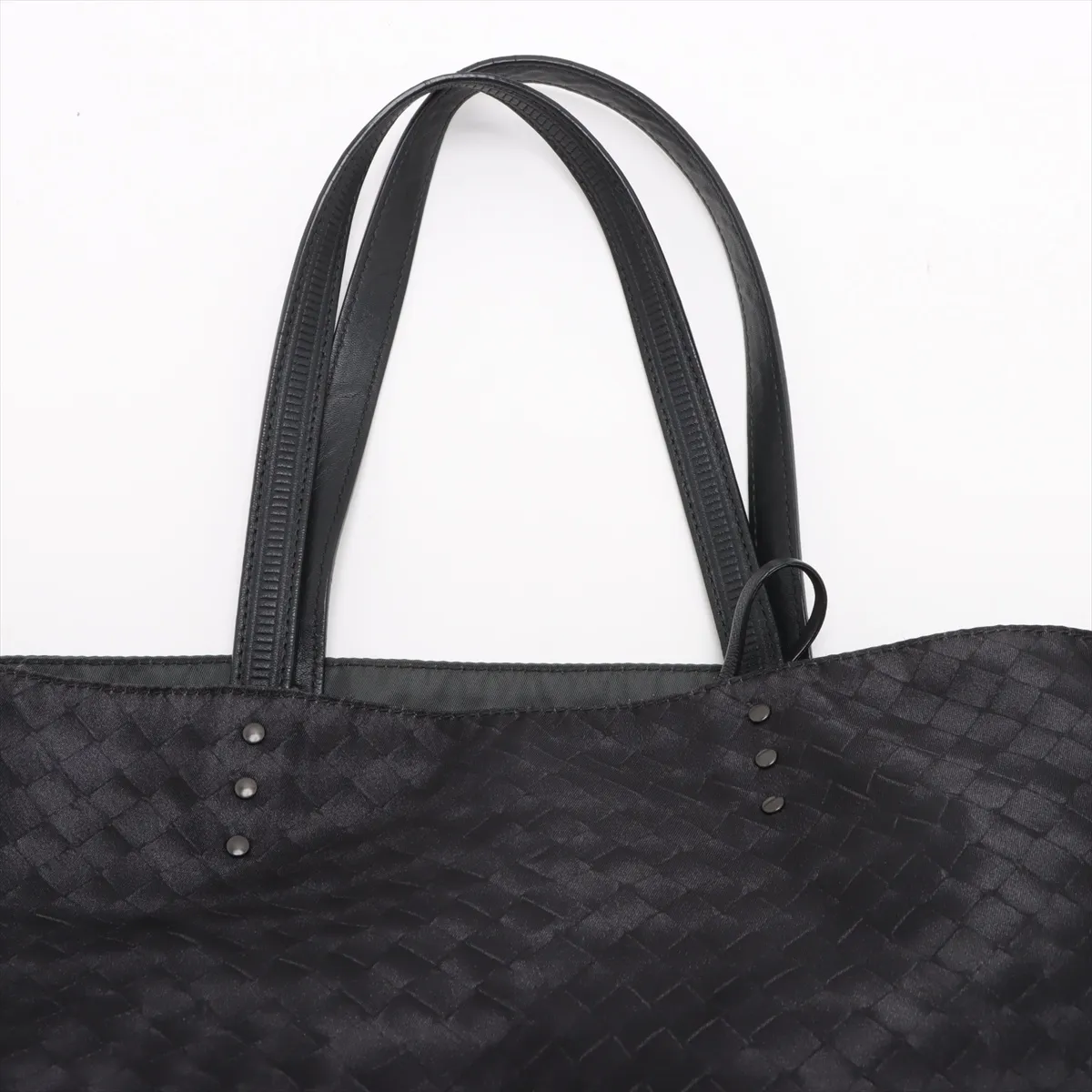 Intrecciolusion Nylon x Leather Tote Bag Black — view 6