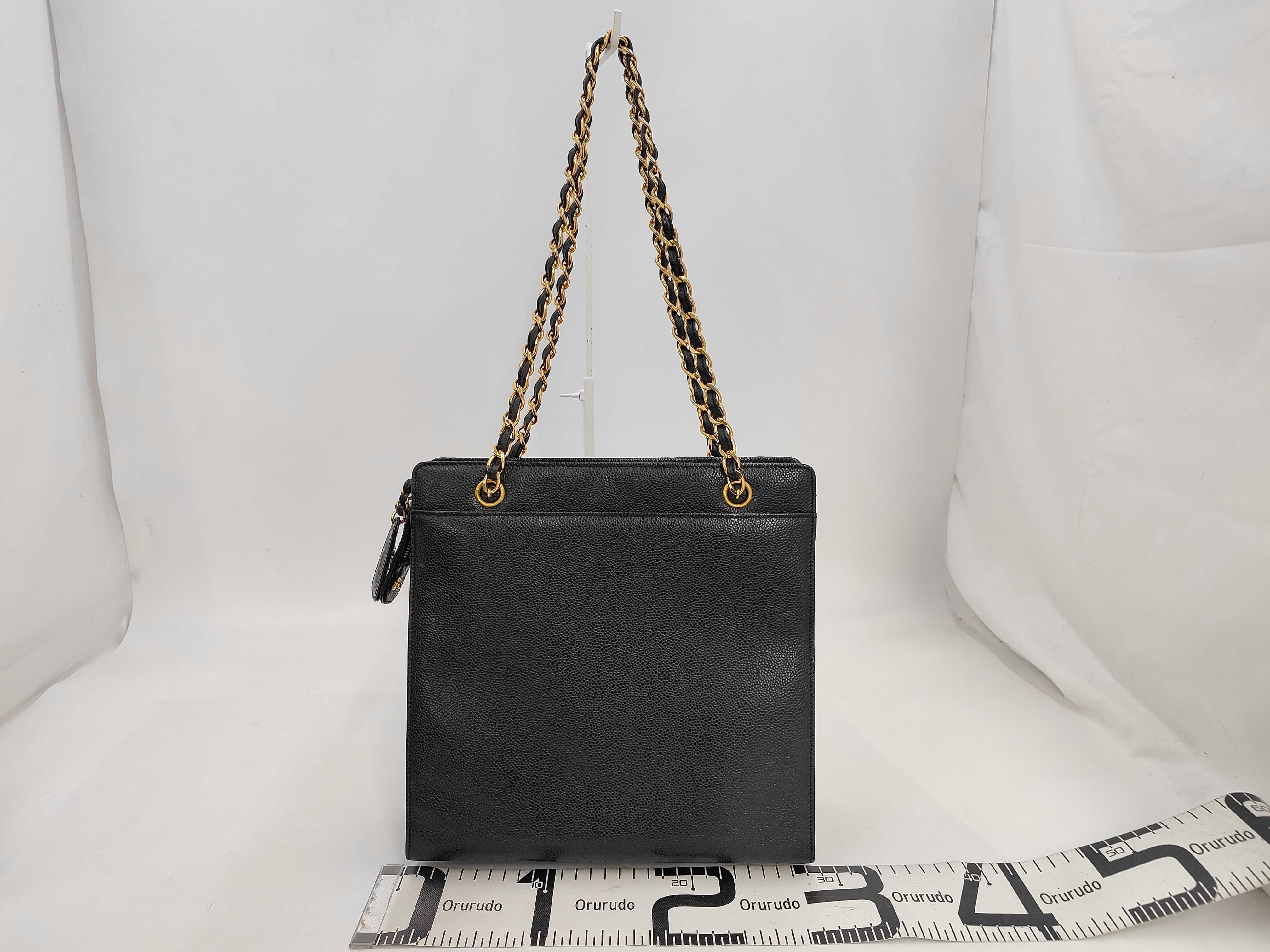 Caviar Skin Chain Shoulder Tote Bag, Series 5, Turnlock Tote Bag — view 2