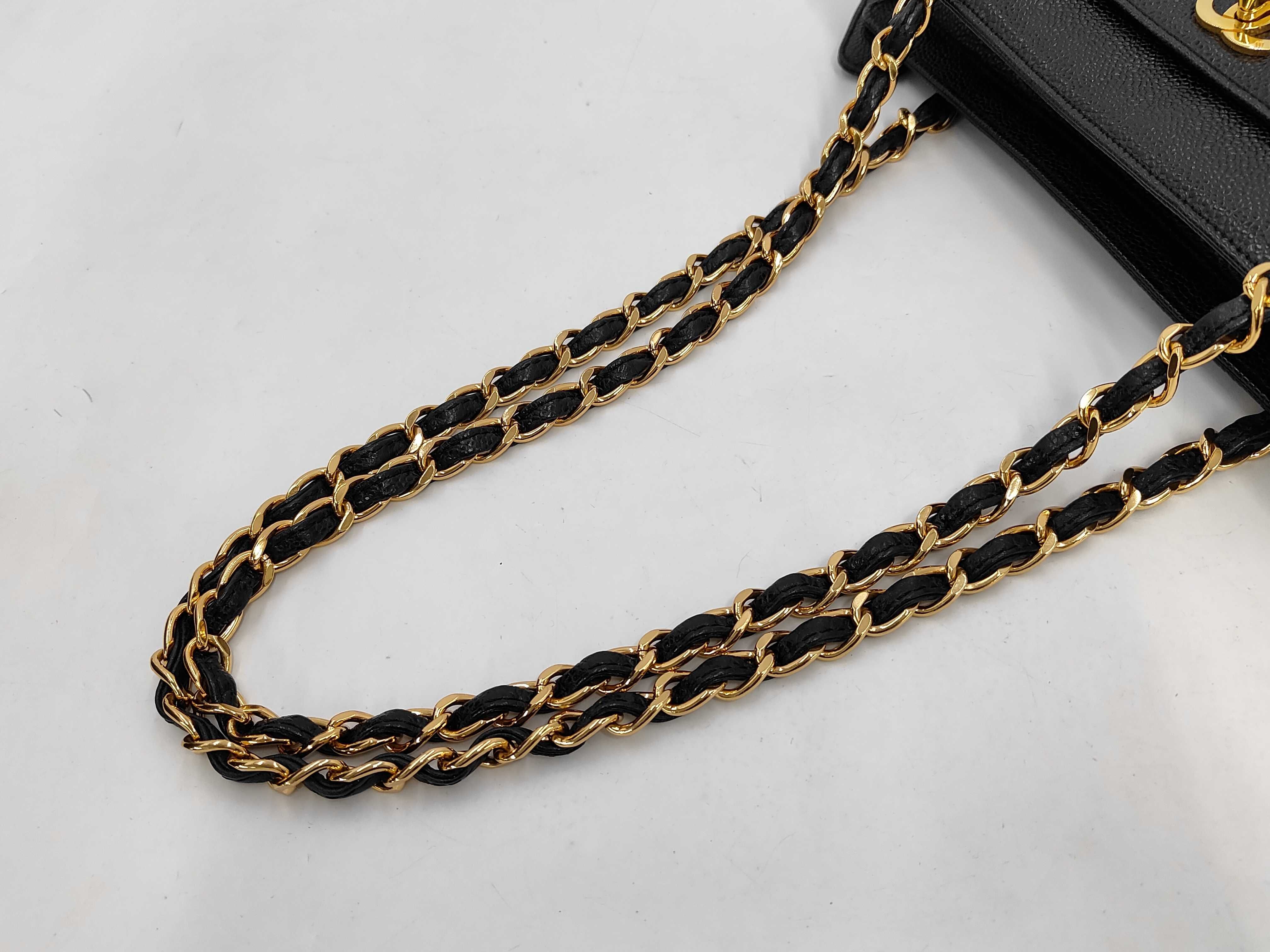 Caviar Skin Chain Shoulder Tote Bag, Series 5, Turnlock Tote Bag — view 3