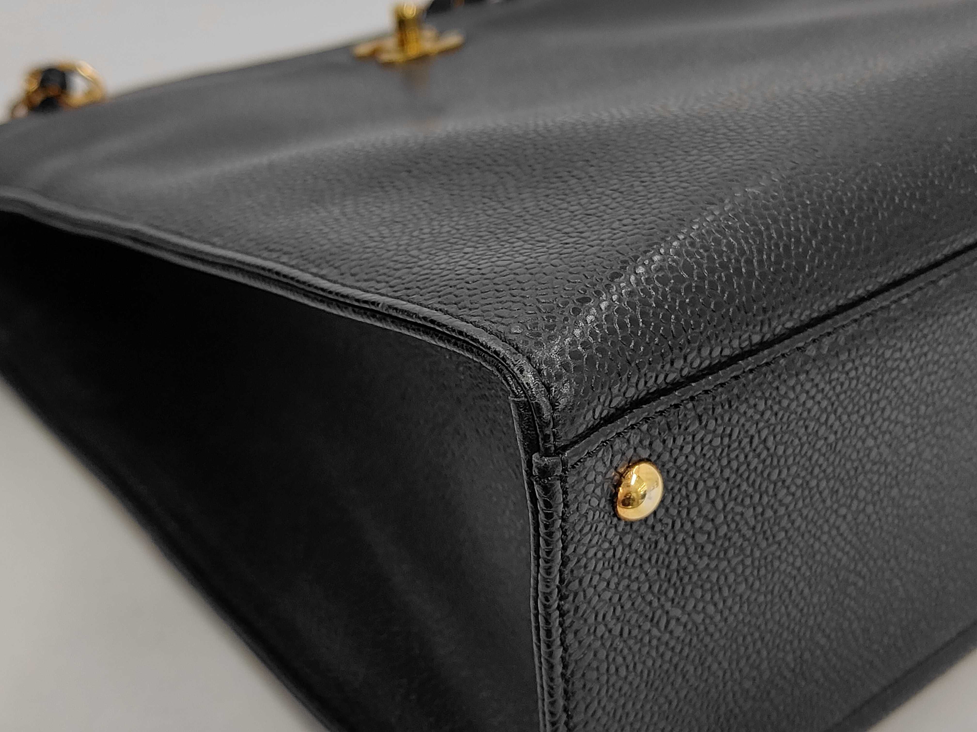 Caviar Skin Chain Shoulder Tote Bag, Series 5, Turnlock Tote Bag — view 6