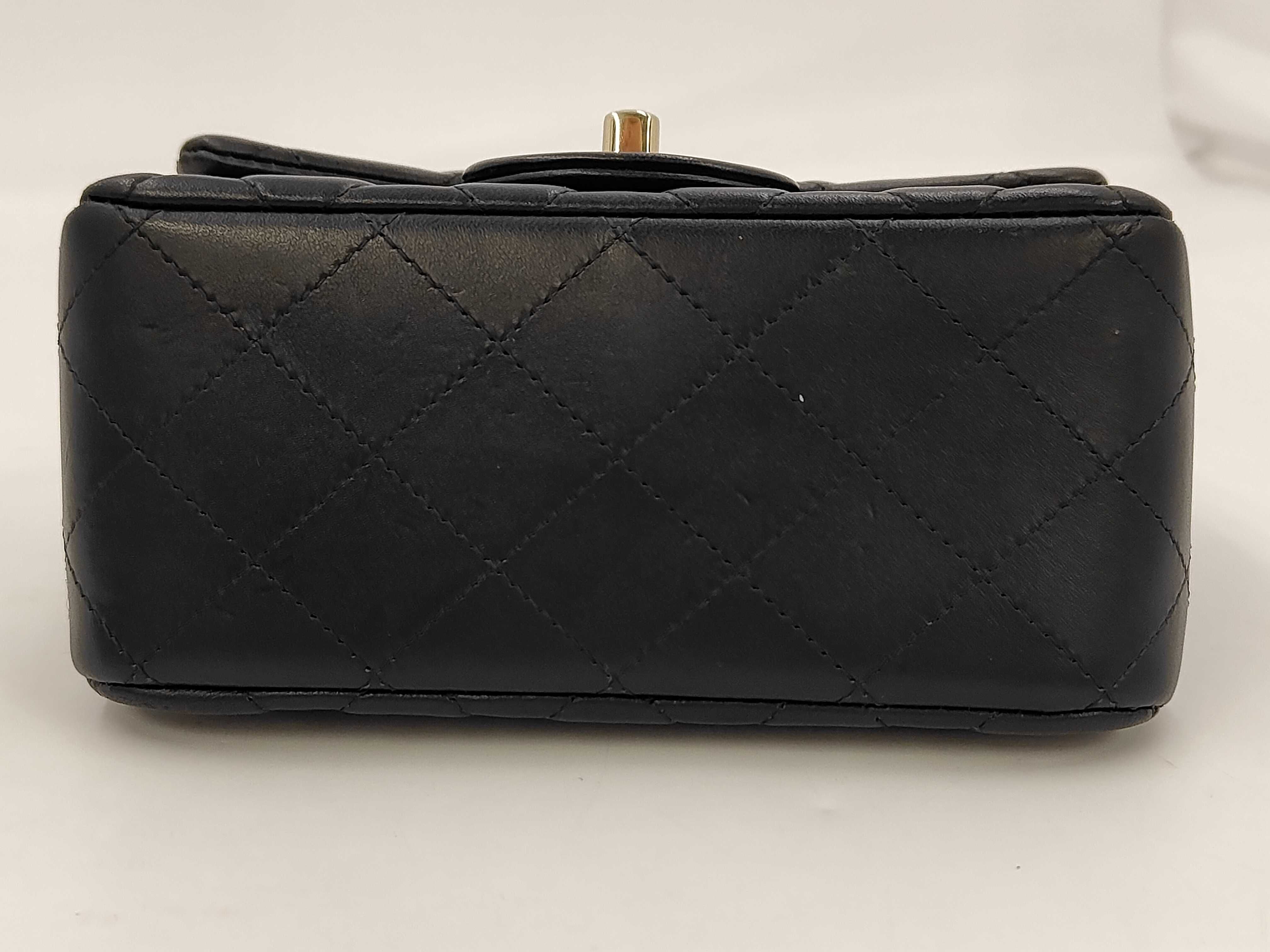 Mini Matelassé Chain Shoulder Bag, Black and Silver Lambskin — view 3
