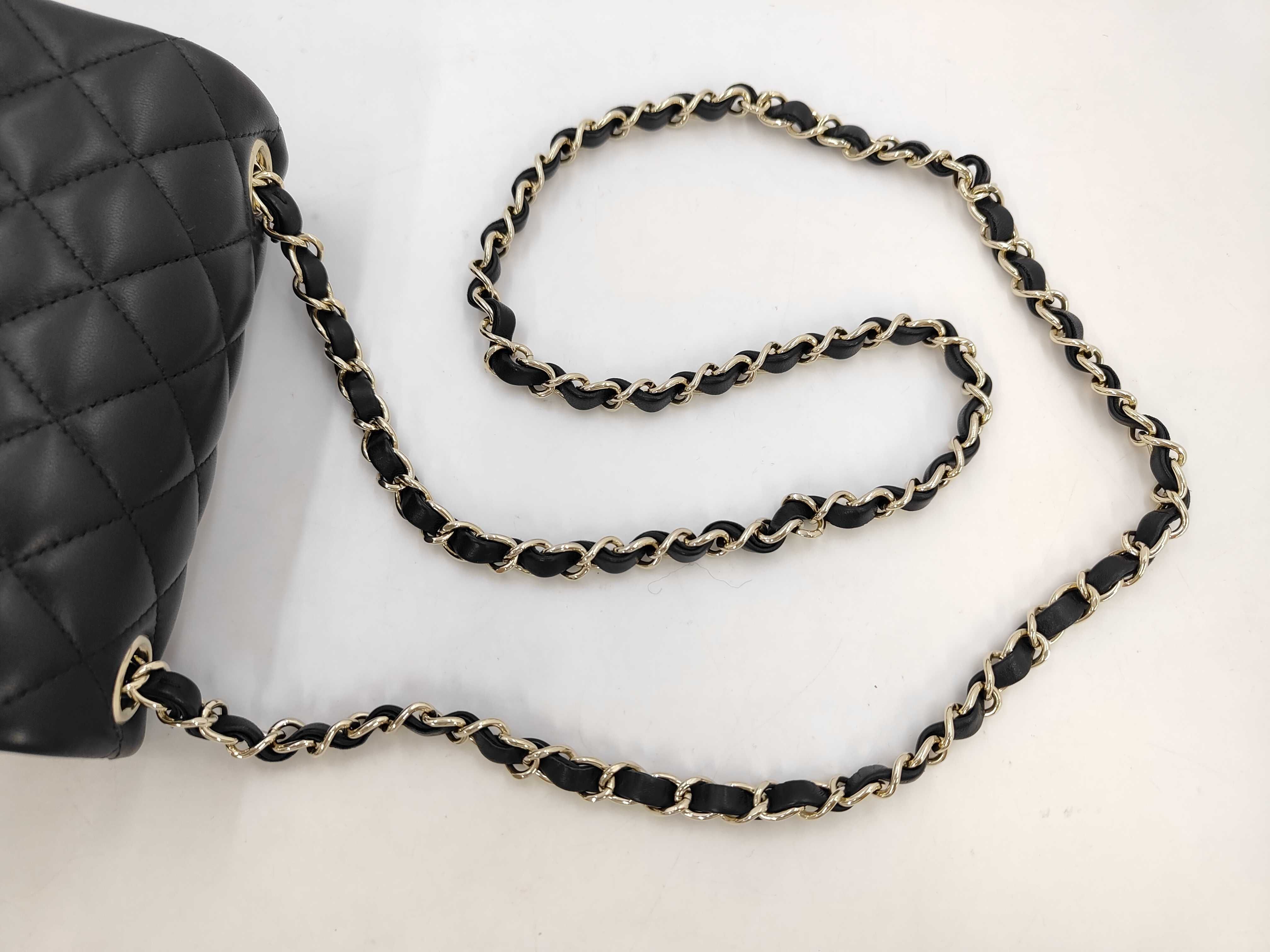 Mini Matelassé Chain Shoulder Bag, Black and Silver Lambskin — view 5