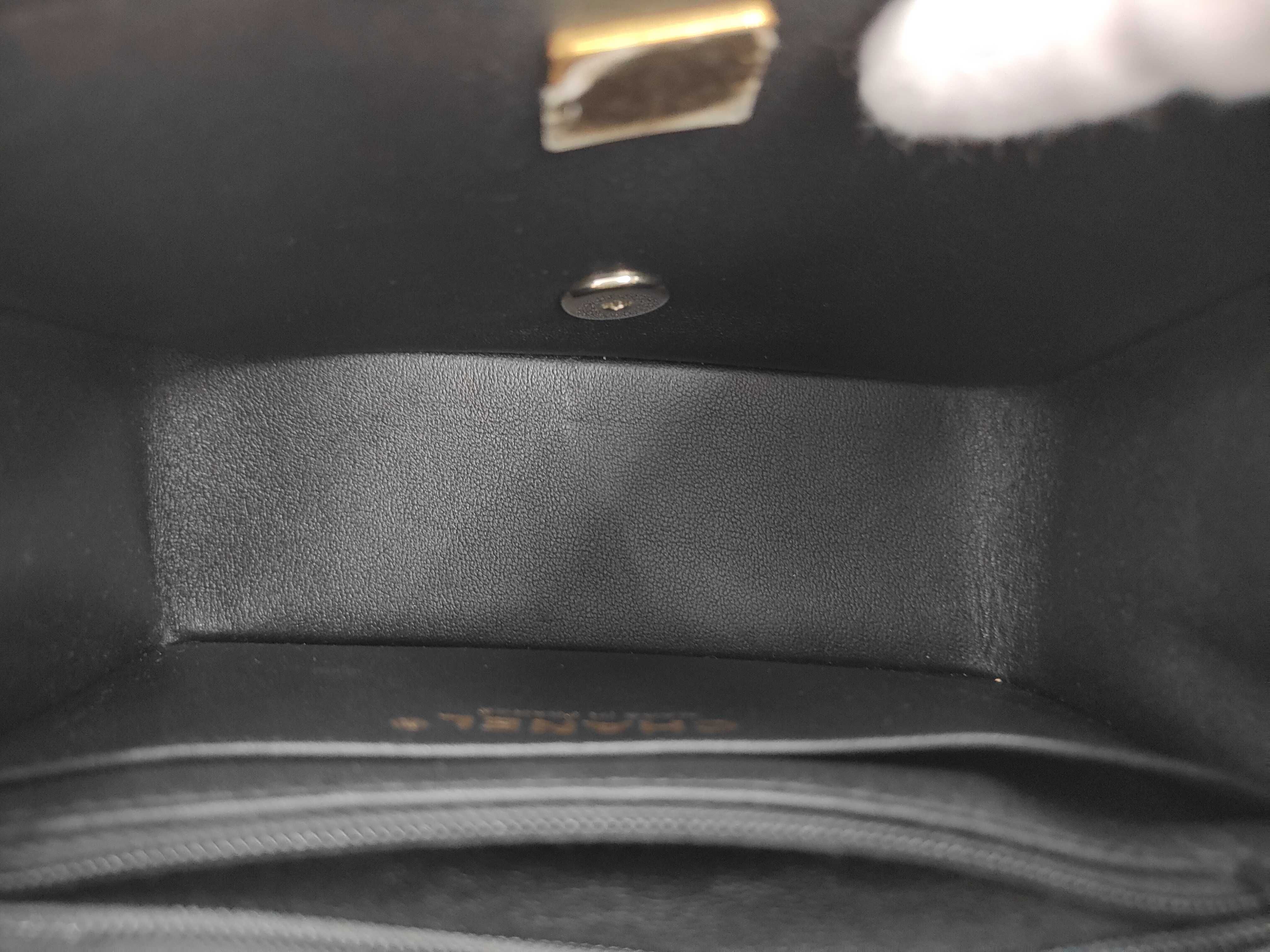 Mini Matelassé Chain Shoulder Bag, Black and Silver Lambskin — view 8