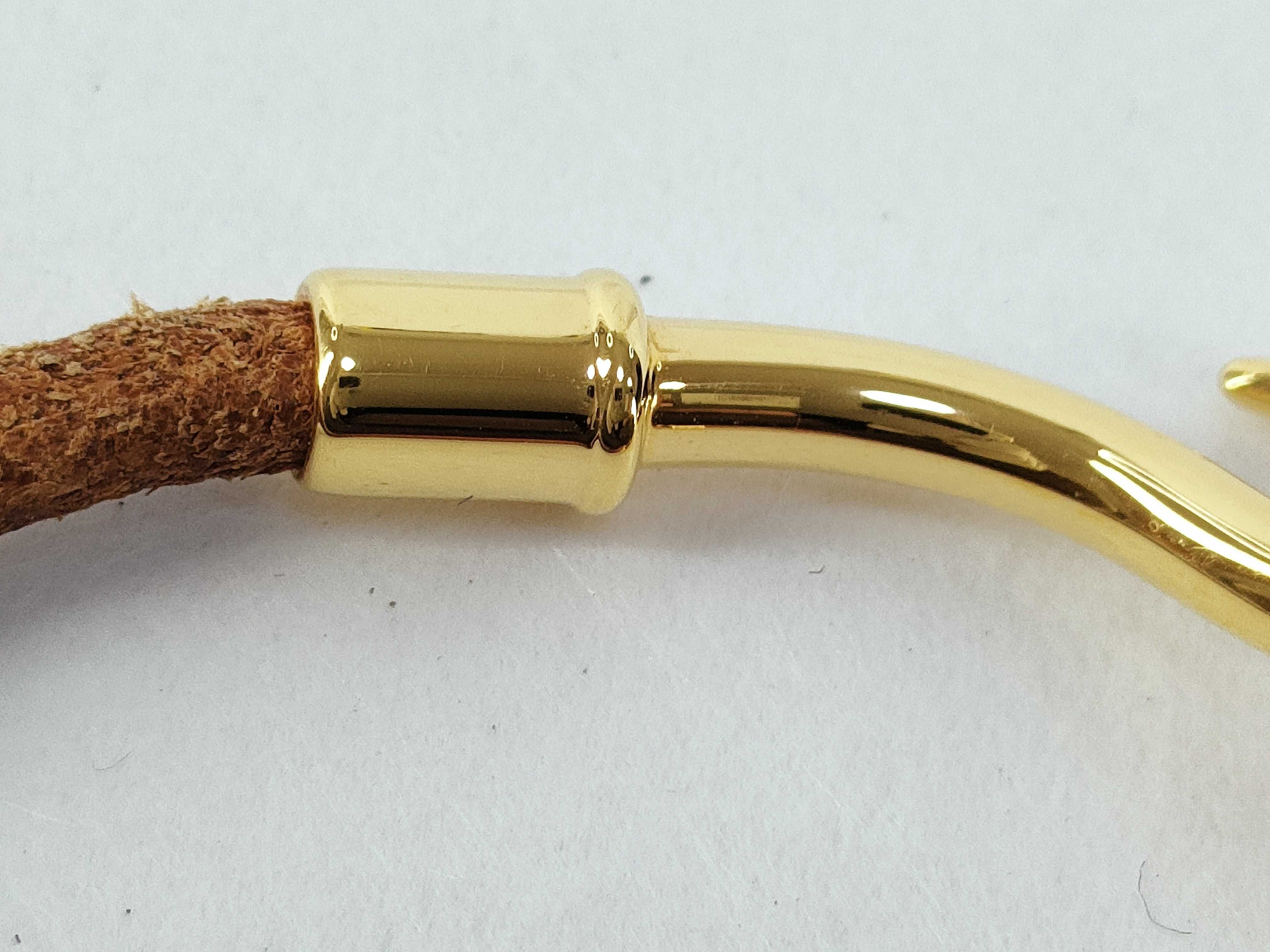 Jumbo Bracelet, Leather Bracelet, Gold Bracelet/Bangle — view 9