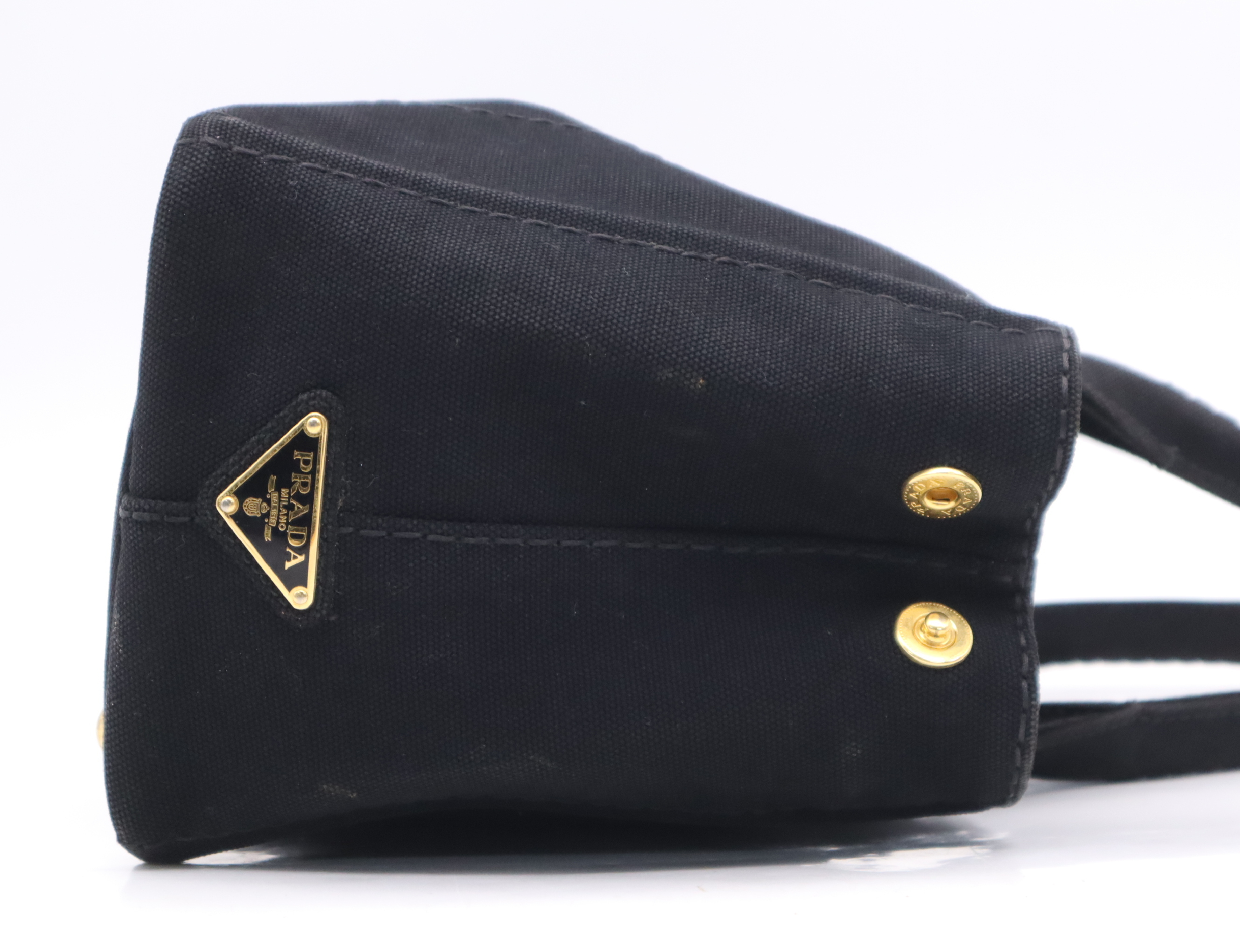1BG439 Denim Canapa Tote Bag MINI Black Gold Hardware Handbag — view 5