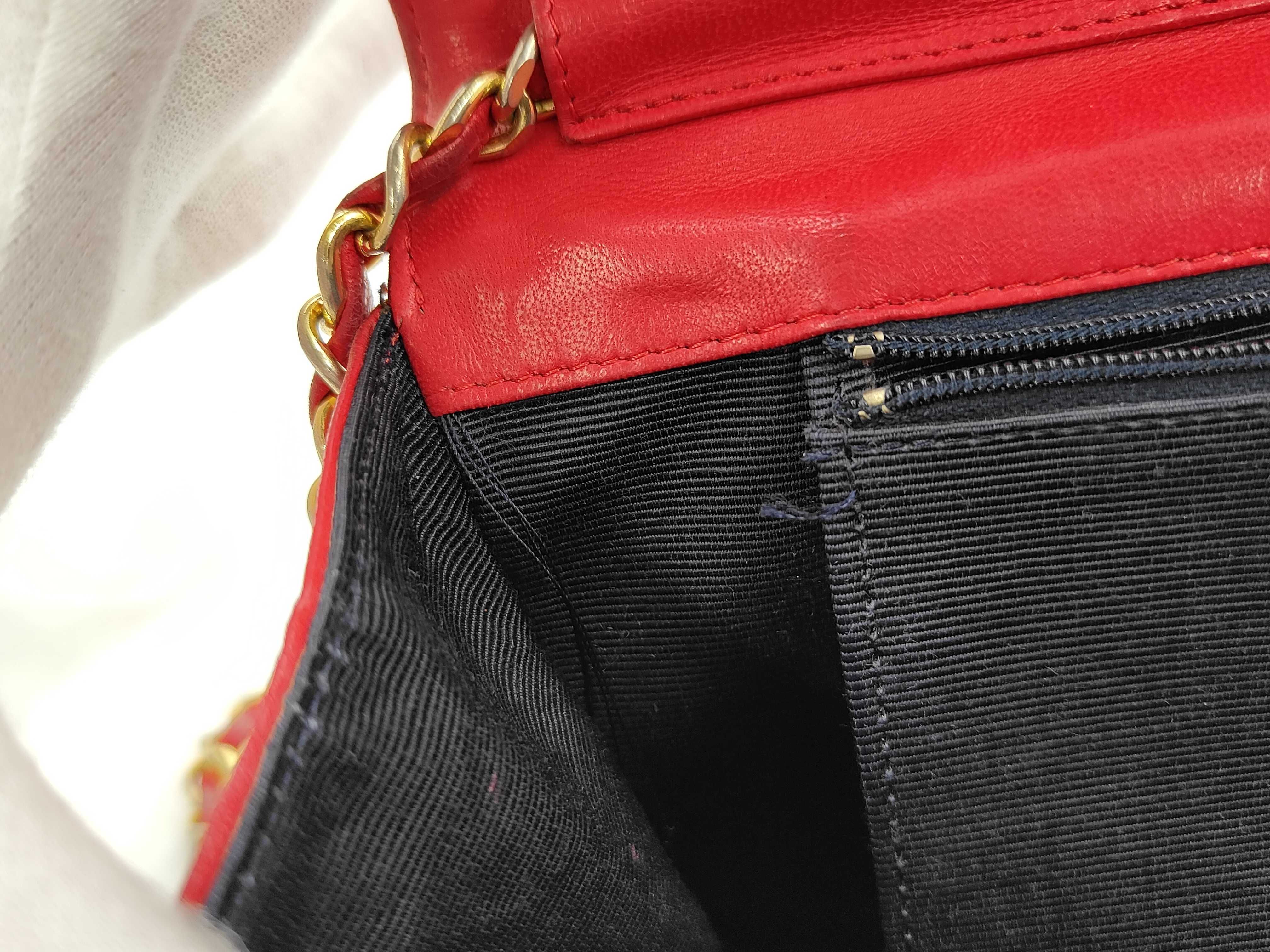 Half Moon Lambskin Shoulder Bag in Red with Gold Hardware — view 11