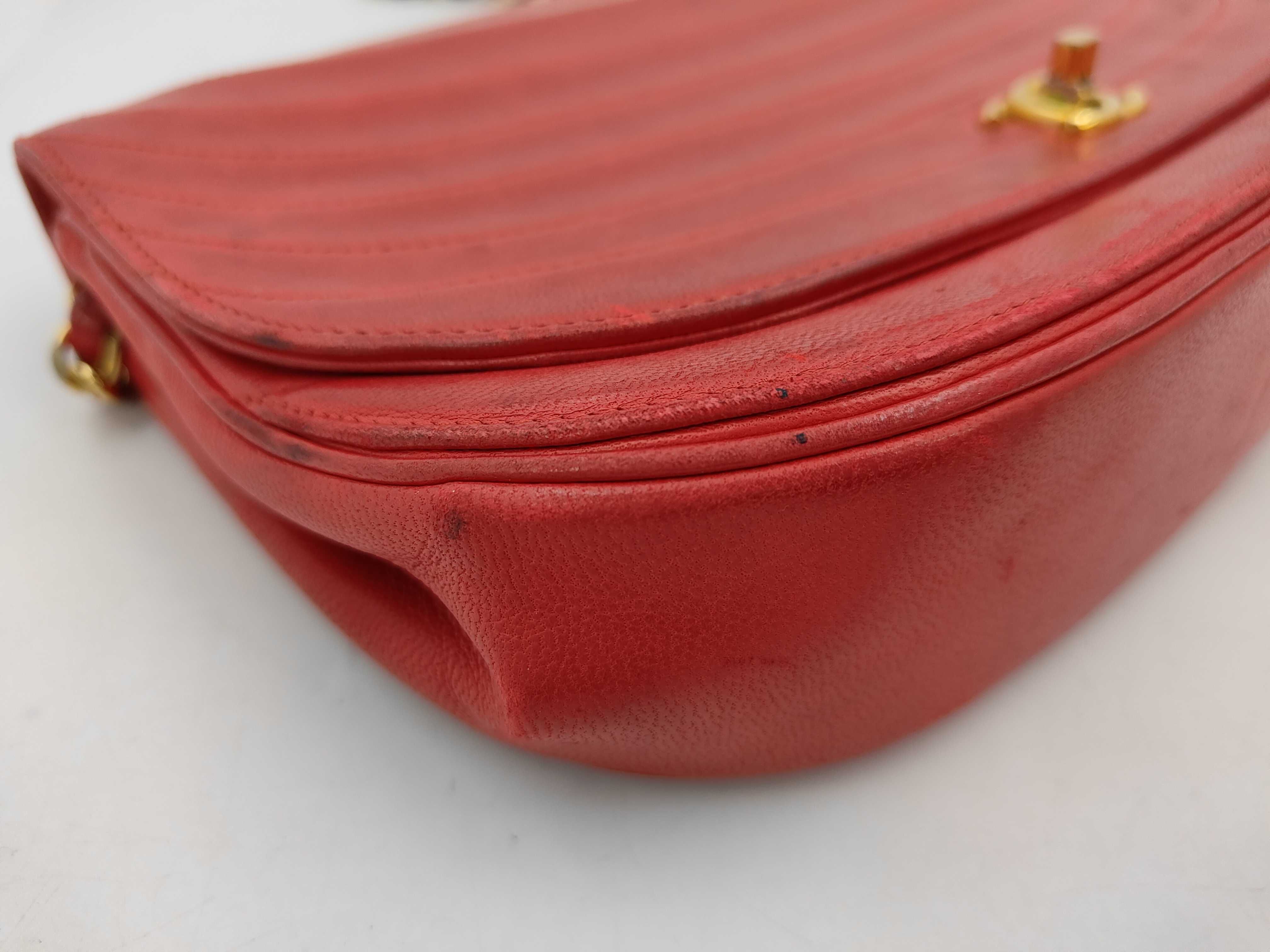 Half Moon Lambskin Shoulder Bag in Red with Gold Hardware — view 4