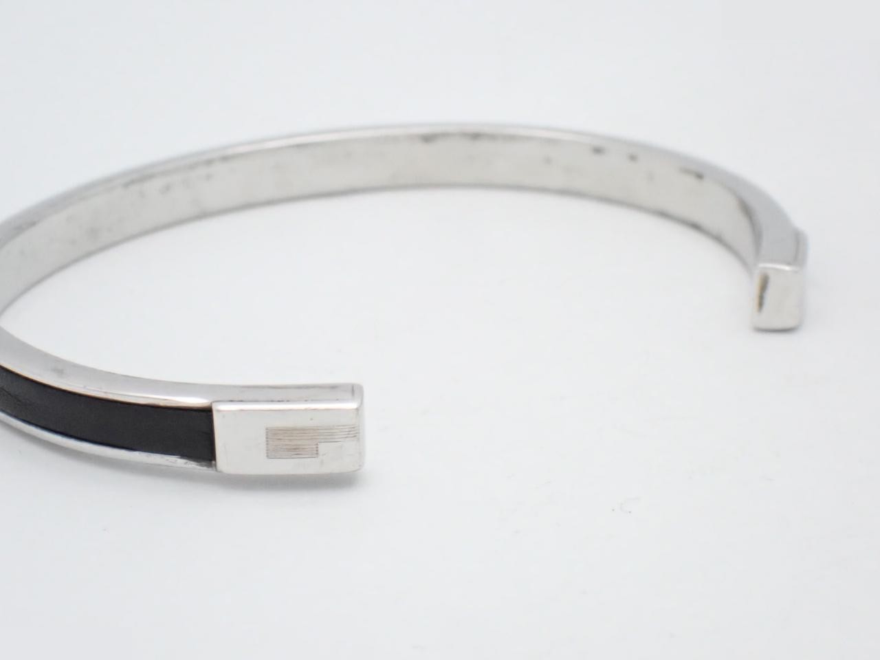Bangle, Leather x Sterling Silver (925), 14.8g, Wrist circumference approx. 18cm — view 3