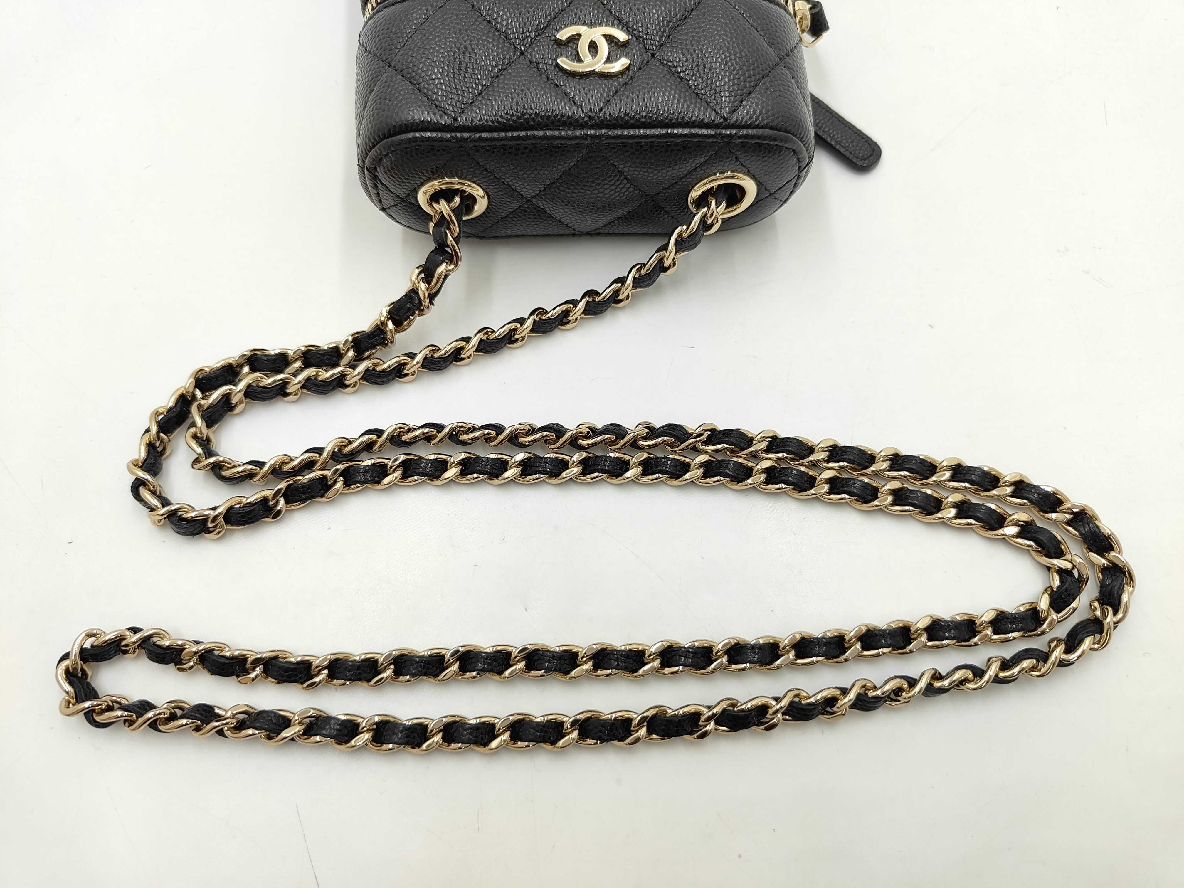 Black Caviar Leather Vanity Bag with GP Hardware, AP2084 (Serial Number ), Chain — view 7