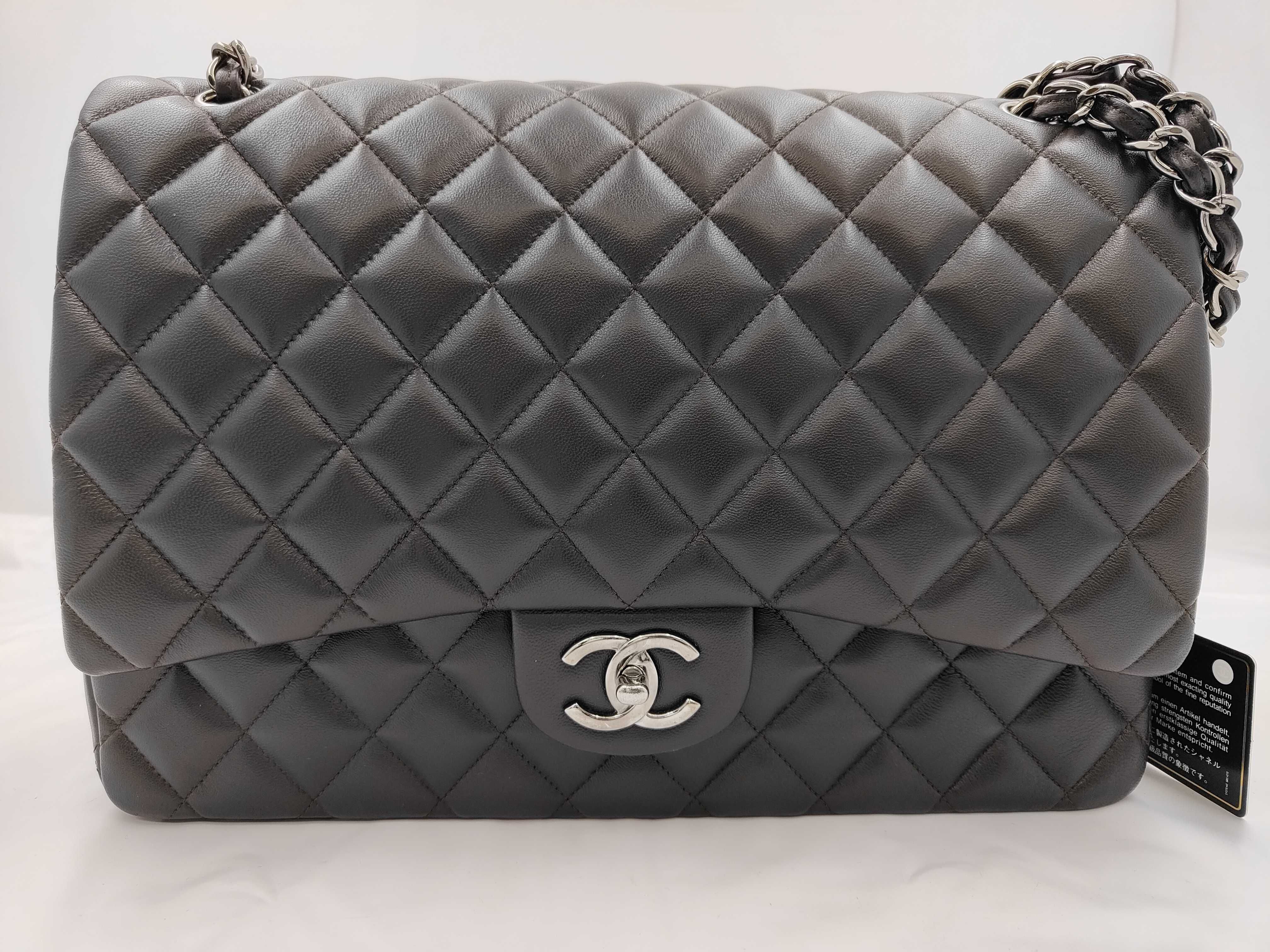 Large Matelassé Double Flap Lambskin Brown Chain Shoulder Bag