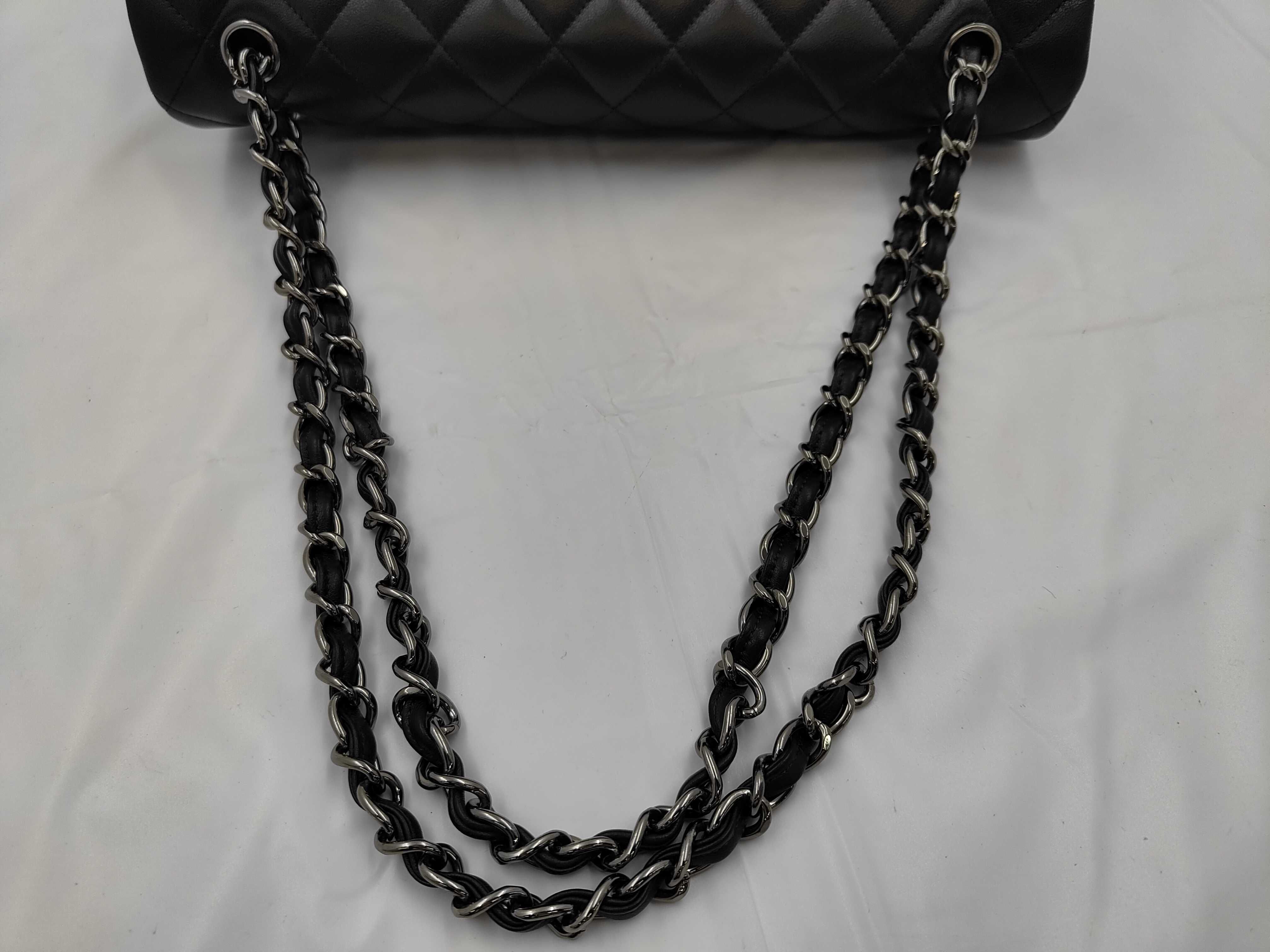 Large Matelassé Double Flap Lambskin Brown Chain Shoulder Bag — view 3