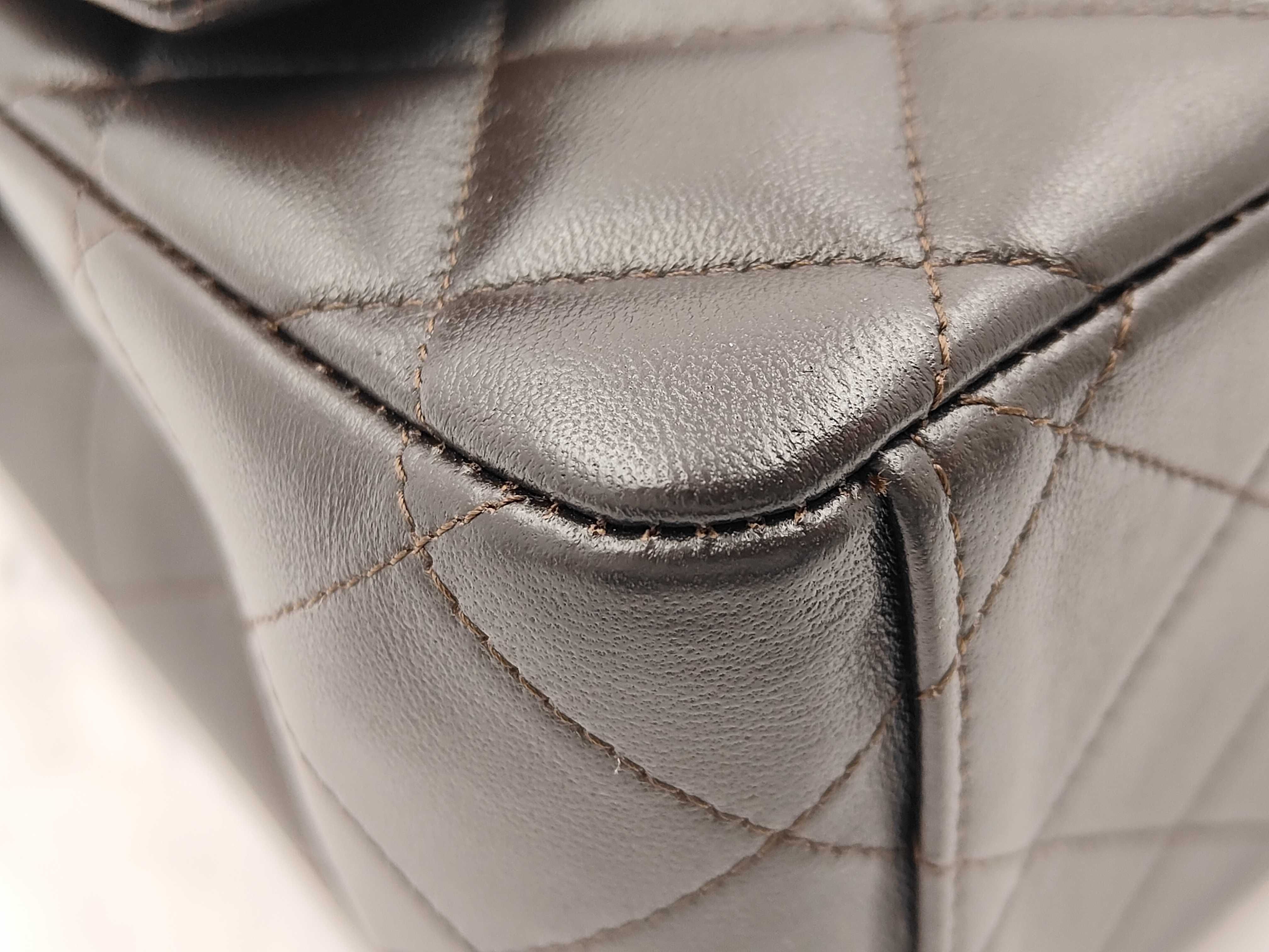 Large Matelassé Double Flap Lambskin Brown Chain Shoulder Bag — view 5