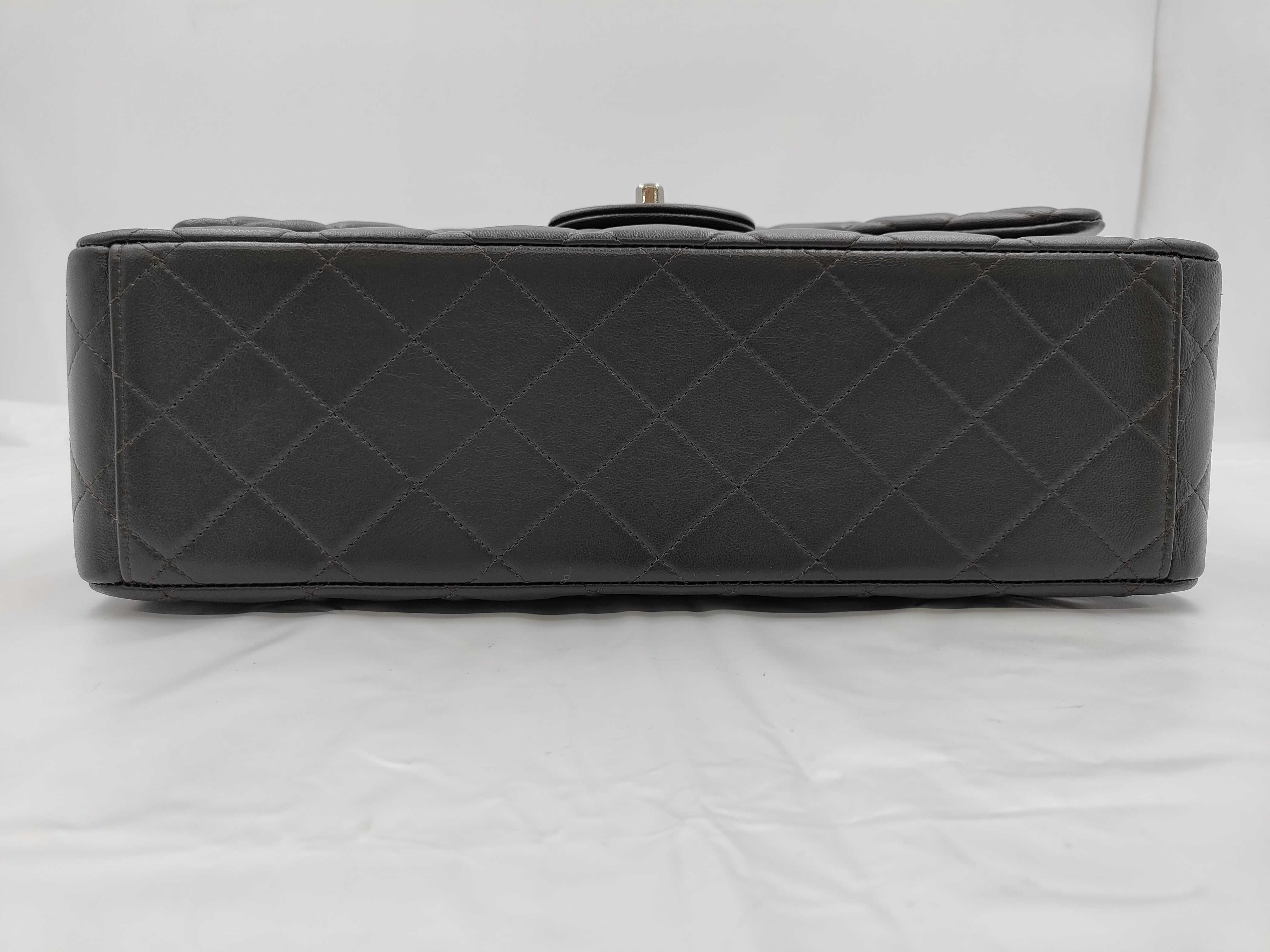 Large Matelassé Double Flap Lambskin Brown Chain Shoulder Bag — view 6