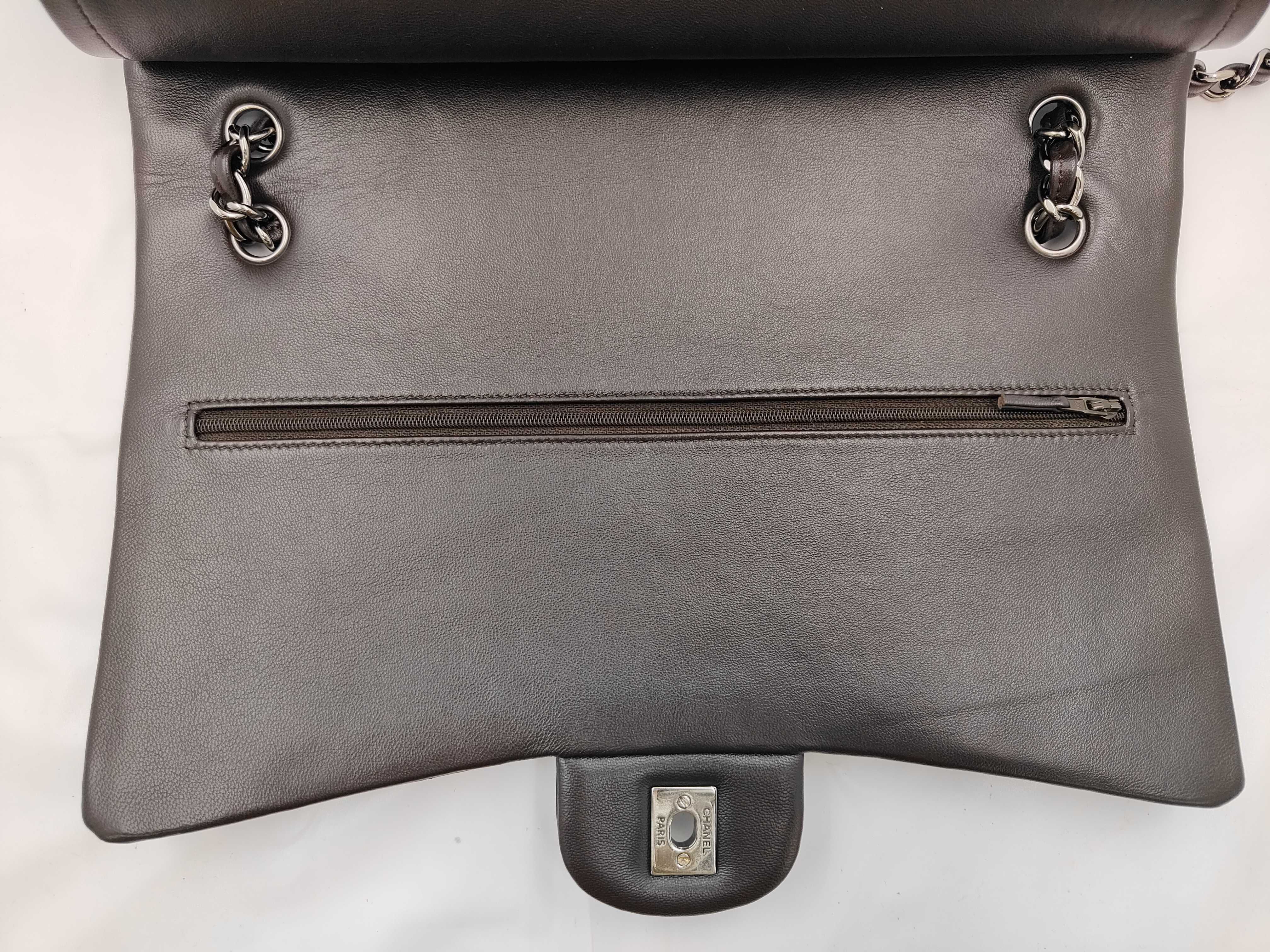 Large Matelassé Double Flap Lambskin Brown Chain Shoulder Bag — view 7