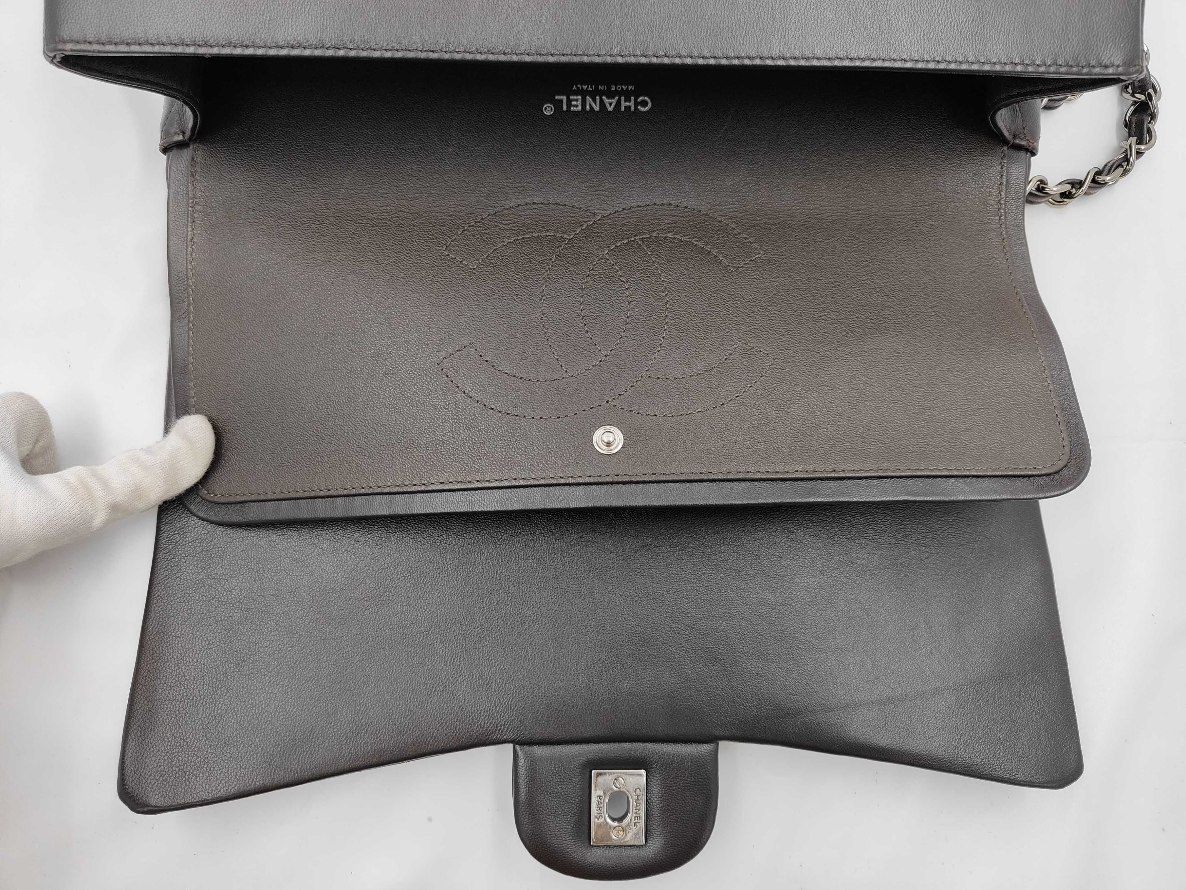 Large Matelassé Double Flap Lambskin Brown Chain Shoulder Bag — view 8