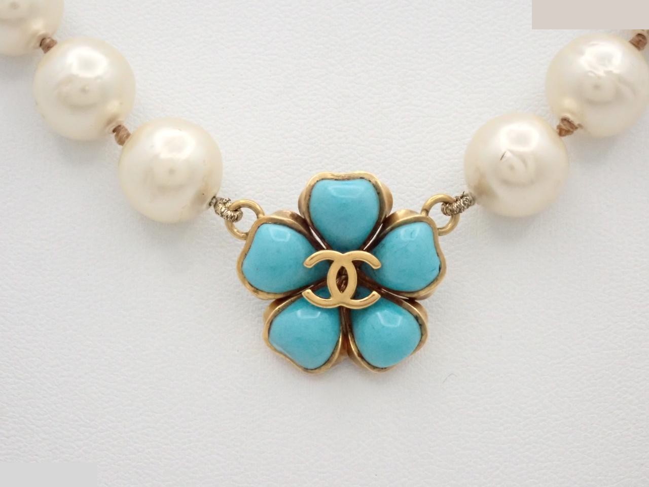 Coco Mark Camellia 97P Necklace, Faux Pearl
