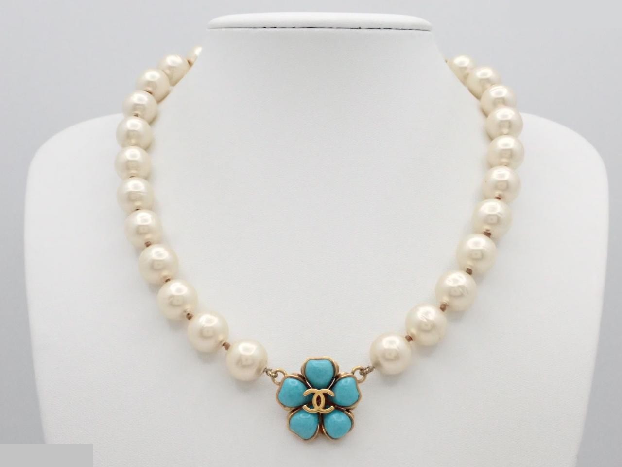 Coco Mark Camellia 97P Necklace, Faux Pearl — view 3